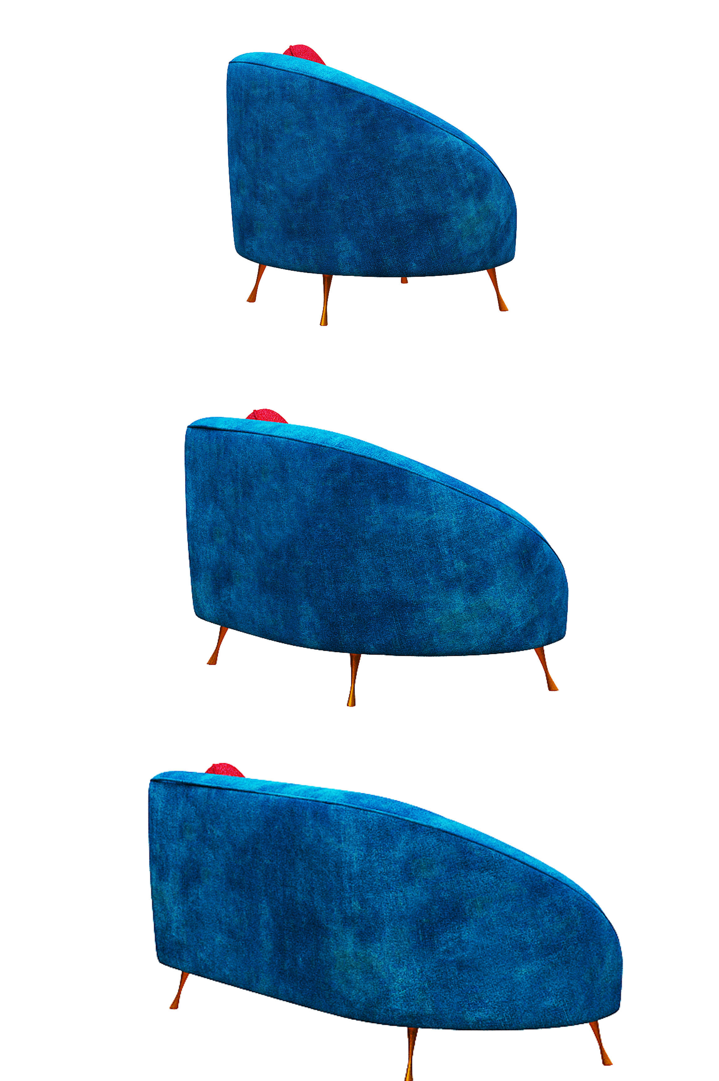 Armchair collection with fabric and gold foil Low-poly 3D model_4