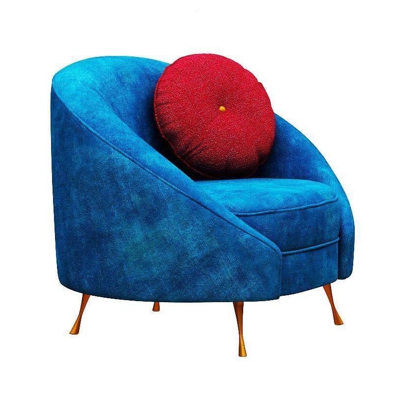 Armchair collection with fabric and gold foil Low-poly 3D model_8