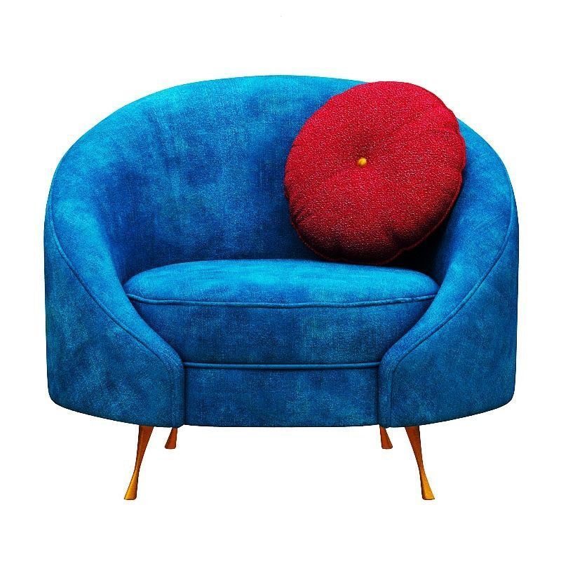 Armchair collection with fabric and gold foil Low-poly 3D model_6