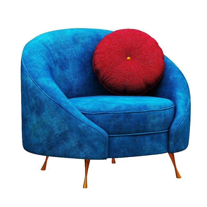 Armchair collection with fabric and gold foil Low-poly 3D model_7