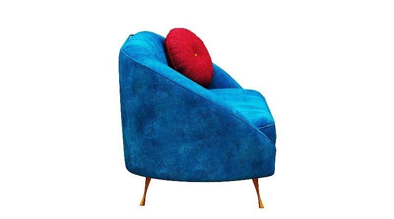 Armchair collection with fabric and gold foil Low-poly 3D model_21