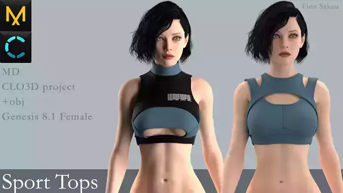 Female Tops Marvelous Designer 3D model