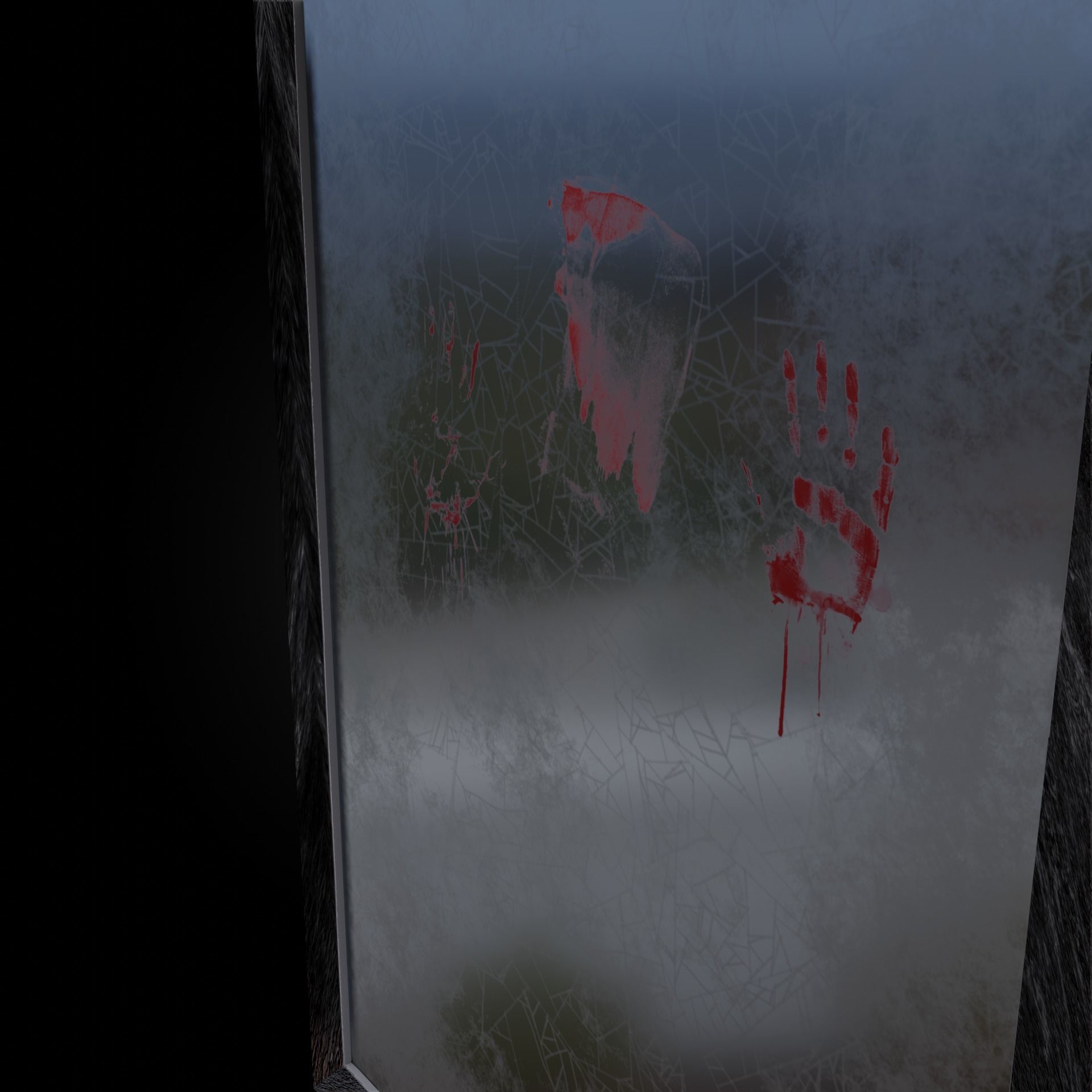 Old bloody shabby cracked mirror Low-poly 3D model_4