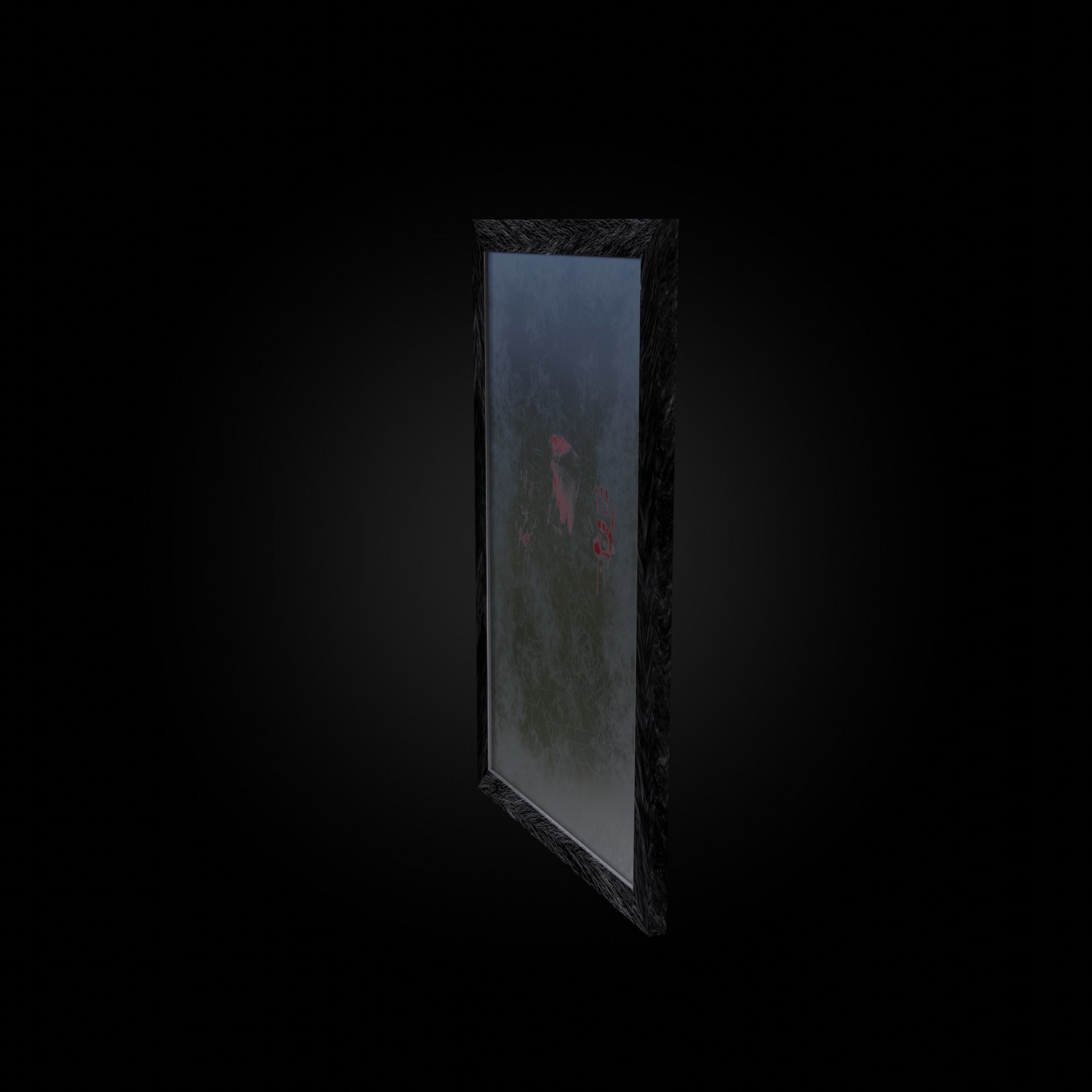 Old bloody shabby cracked mirror Low-poly 3D model_3