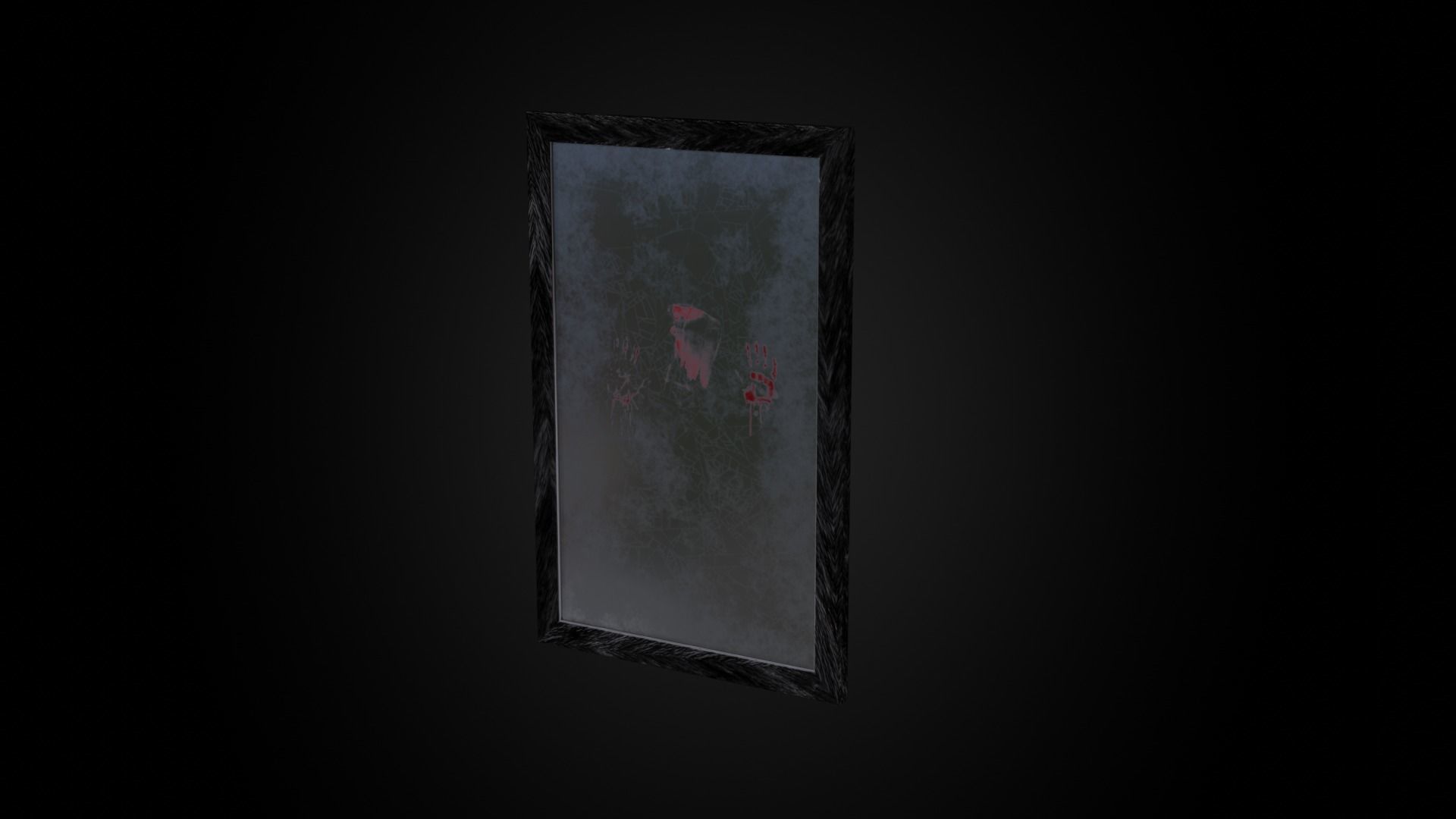 Old bloody shabby cracked mirror Low-poly 3D model_2