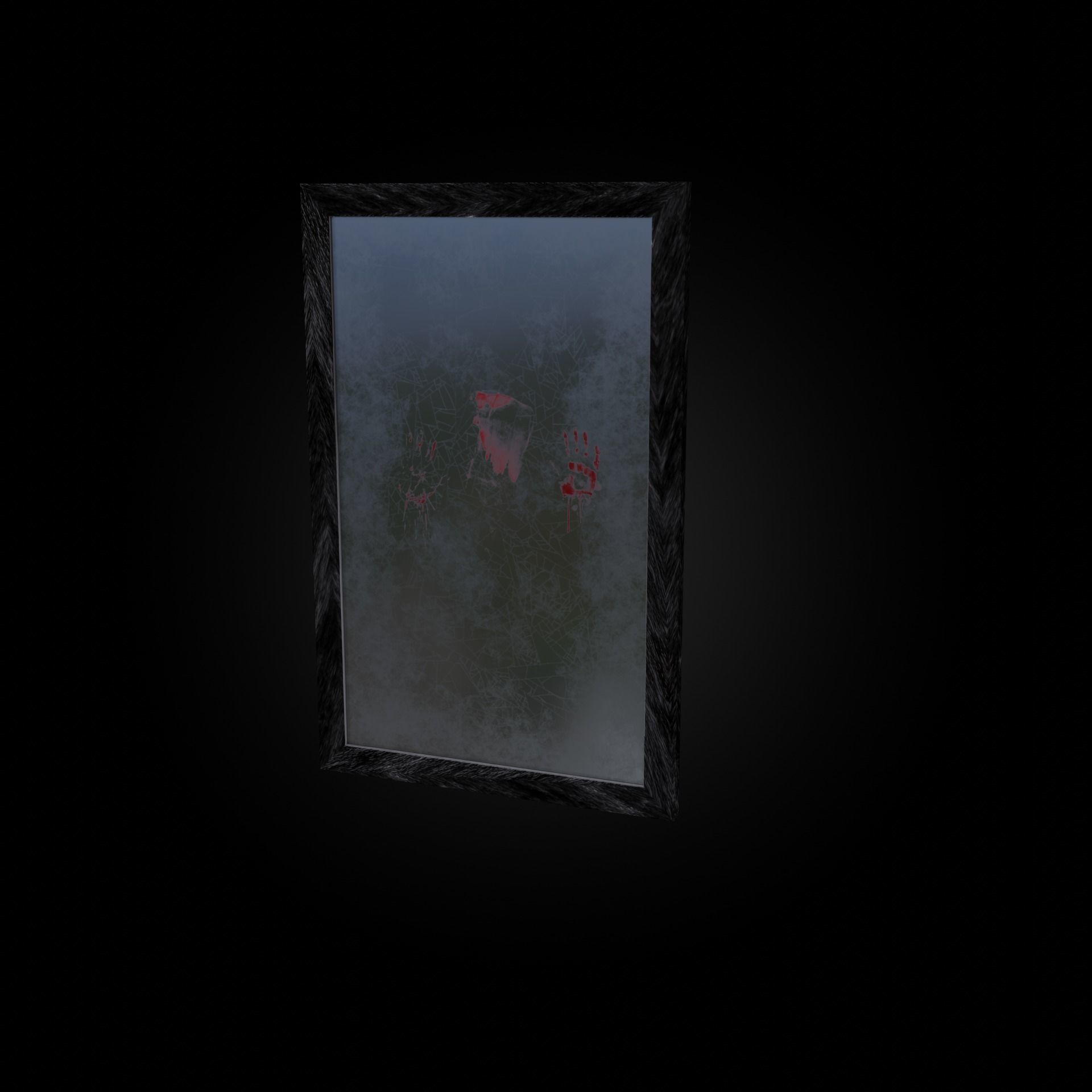 Old bloody shabby cracked mirror Low-poly 3D model_1