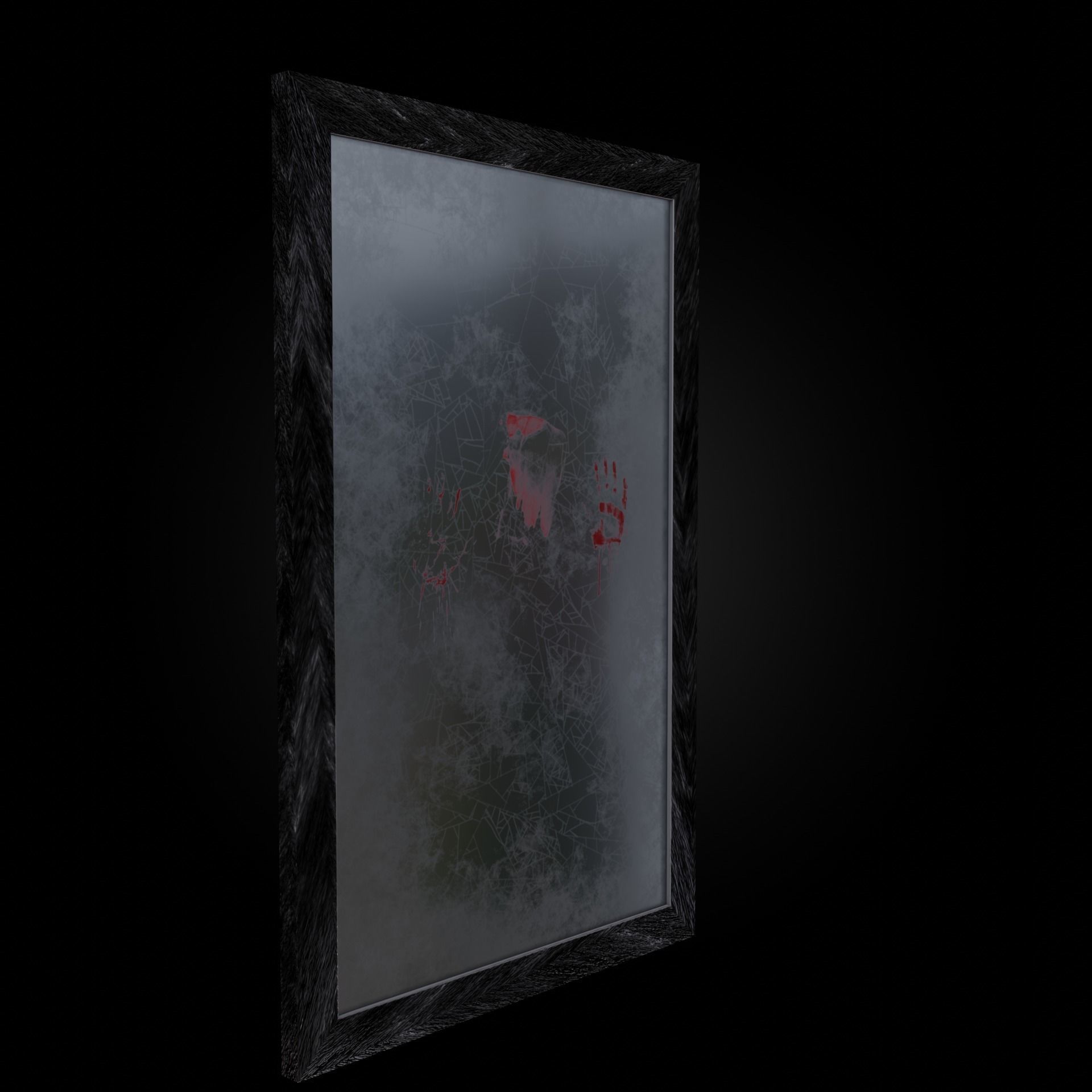 Old bloody shabby cracked mirror Low-poly 3D model_5