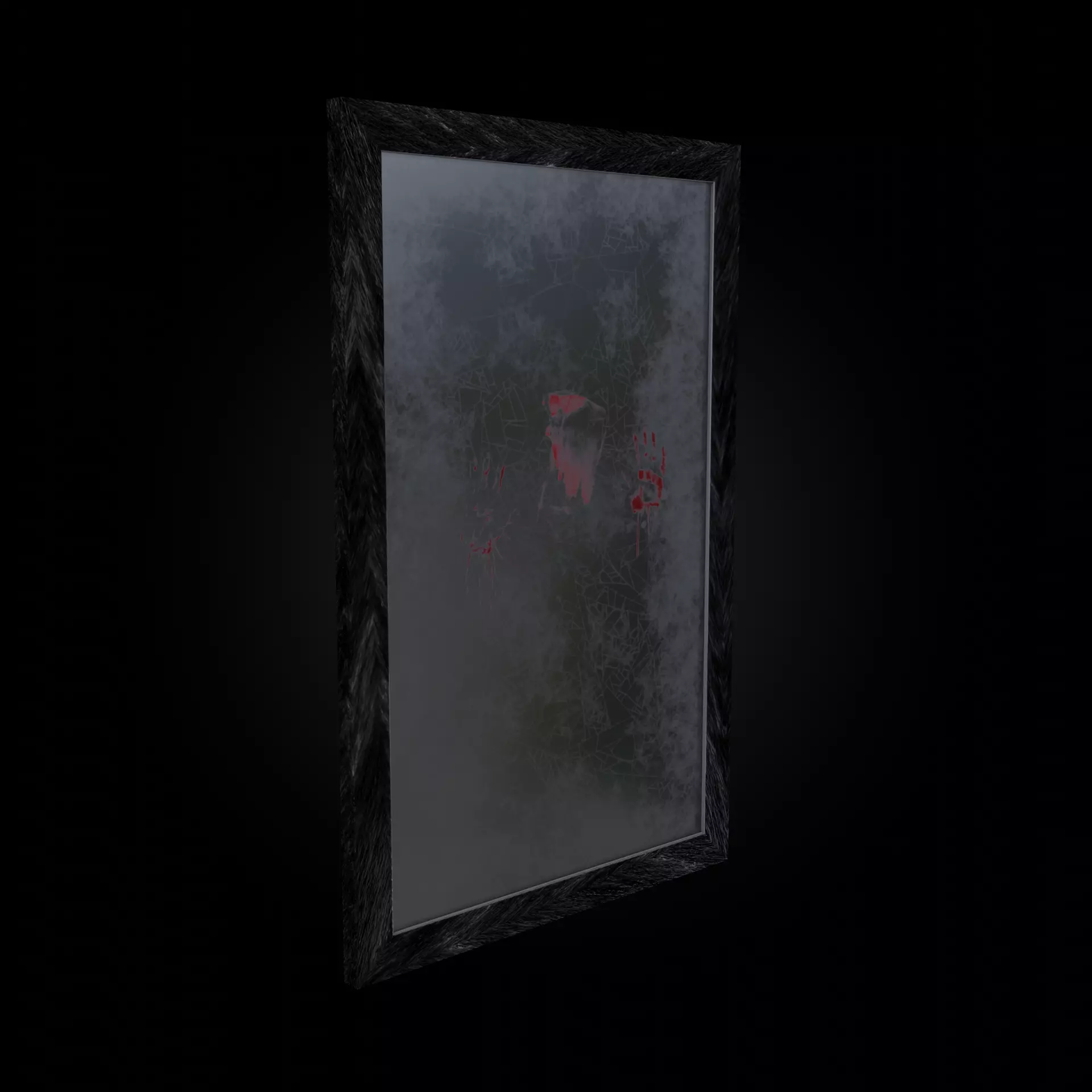 Old bloody shabby cracked mirror Low-poly 3D model_0