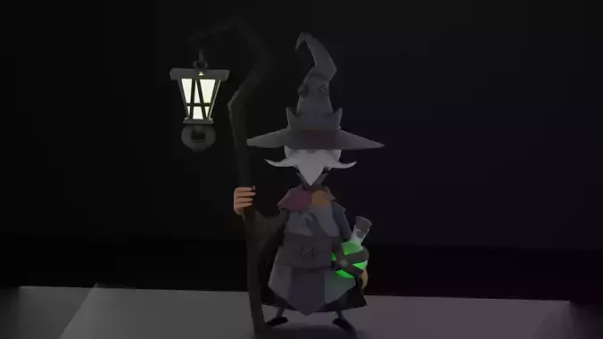 magician wizard holding lantern