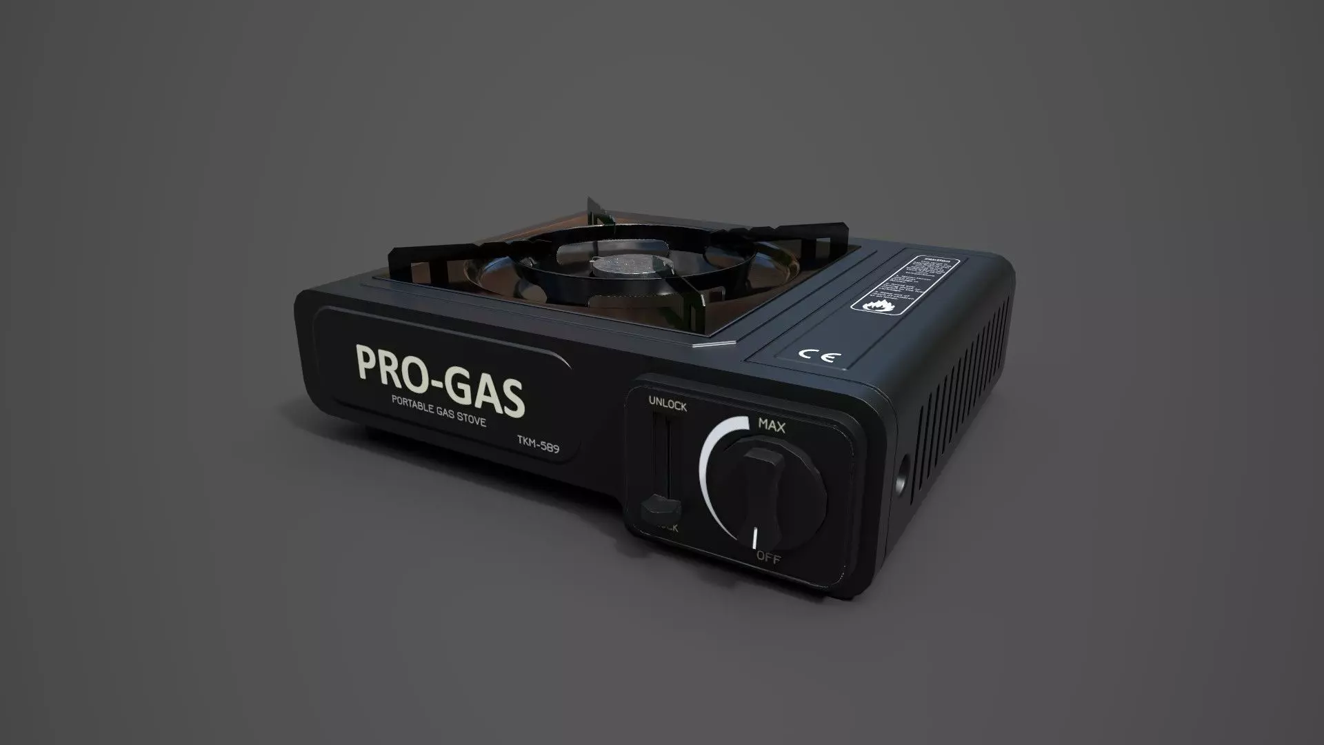 Portable gas stove Low-poly 3D model_0