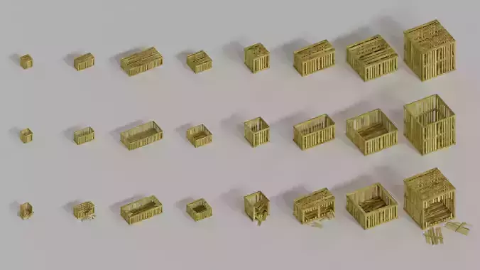 Crates Pack Low-poly 3D model