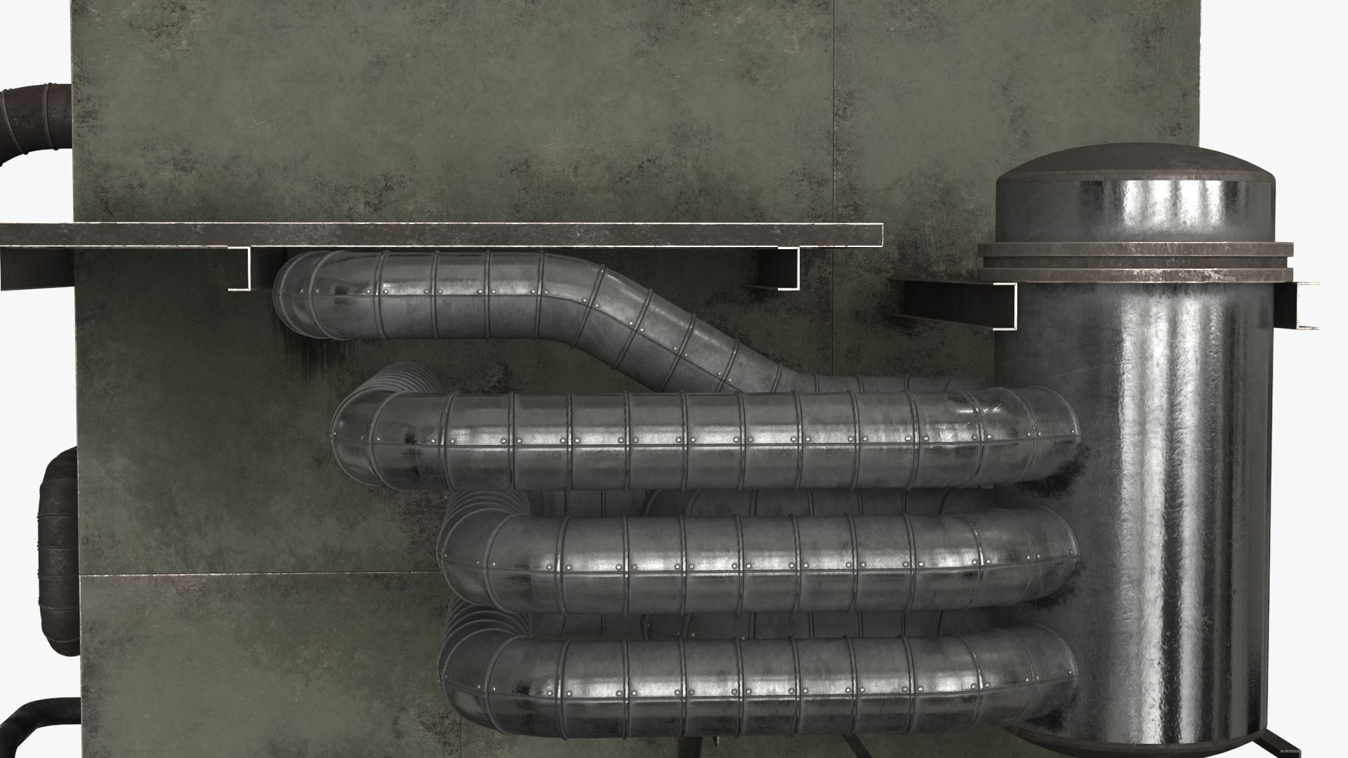 Industrial Pipes v3 Low-poly 3D model_13