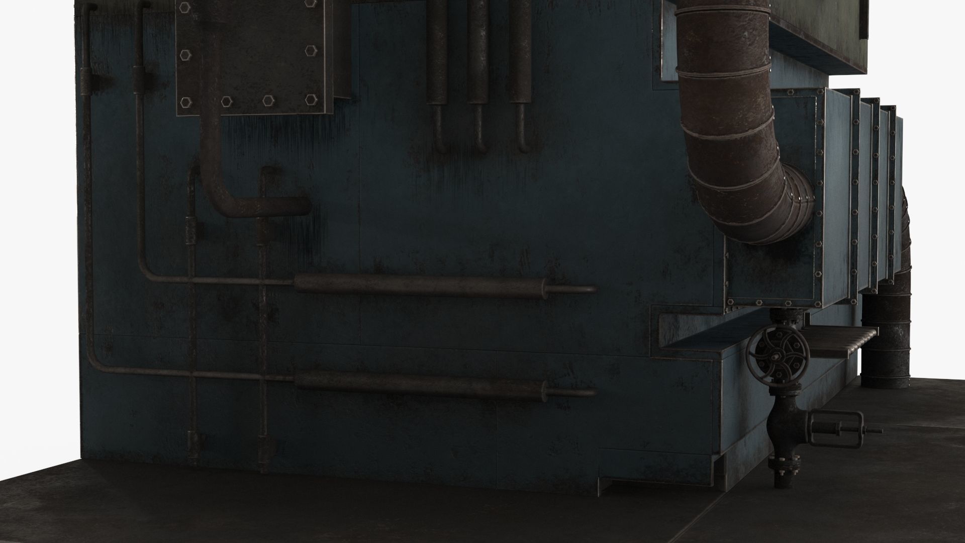 Industrial Pipes v3 Low-poly 3D model_8