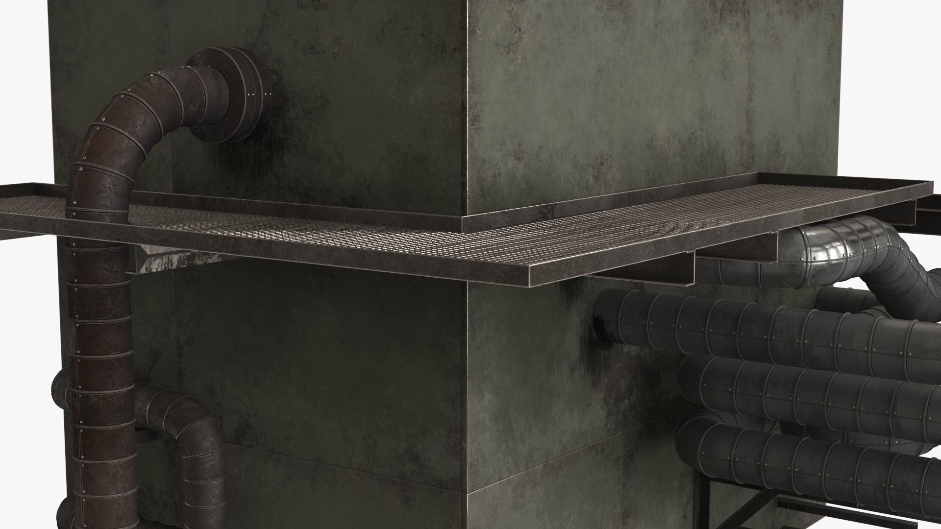 Industrial Pipes v3 Low-poly 3D model_12