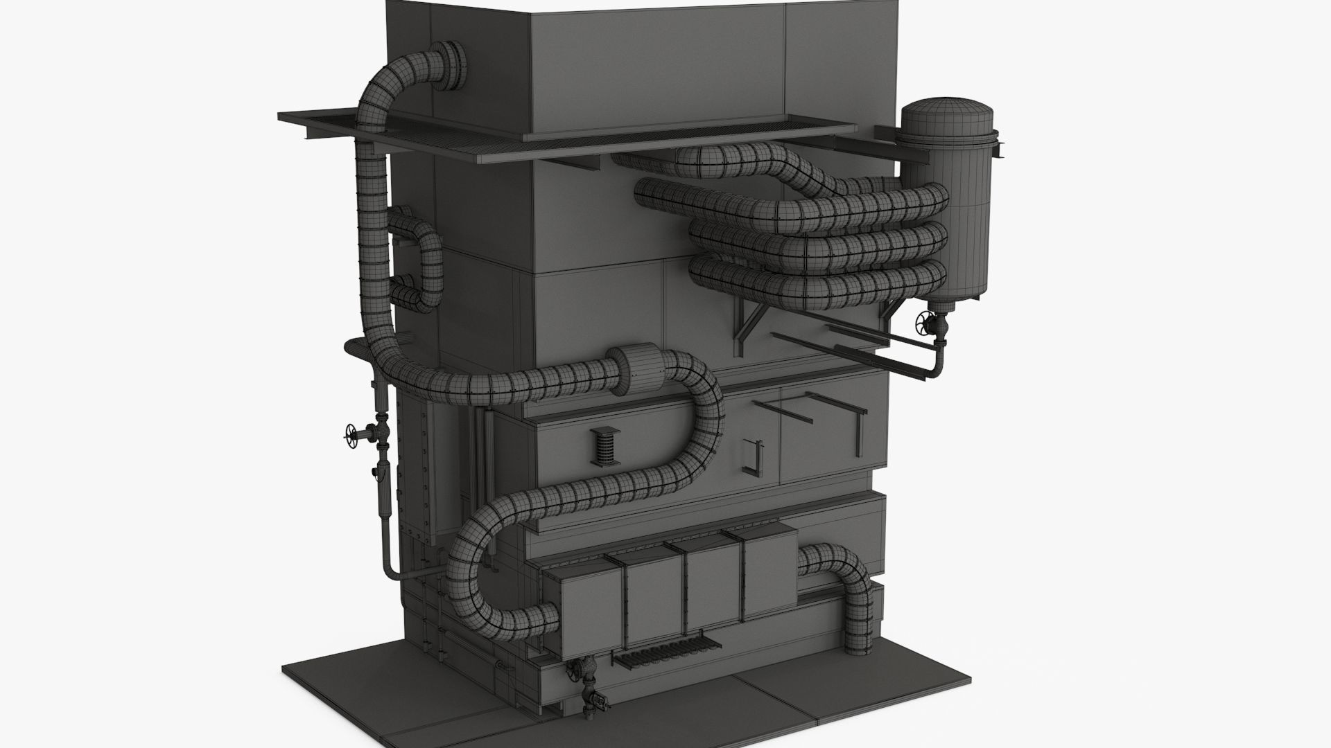 Industrial Pipes v3 Low-poly 3D model_16