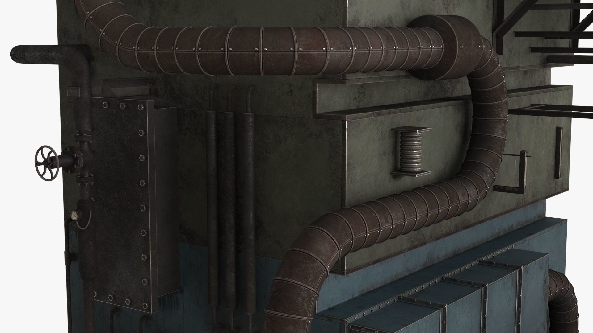 Industrial Pipes v3 Low-poly 3D model_11