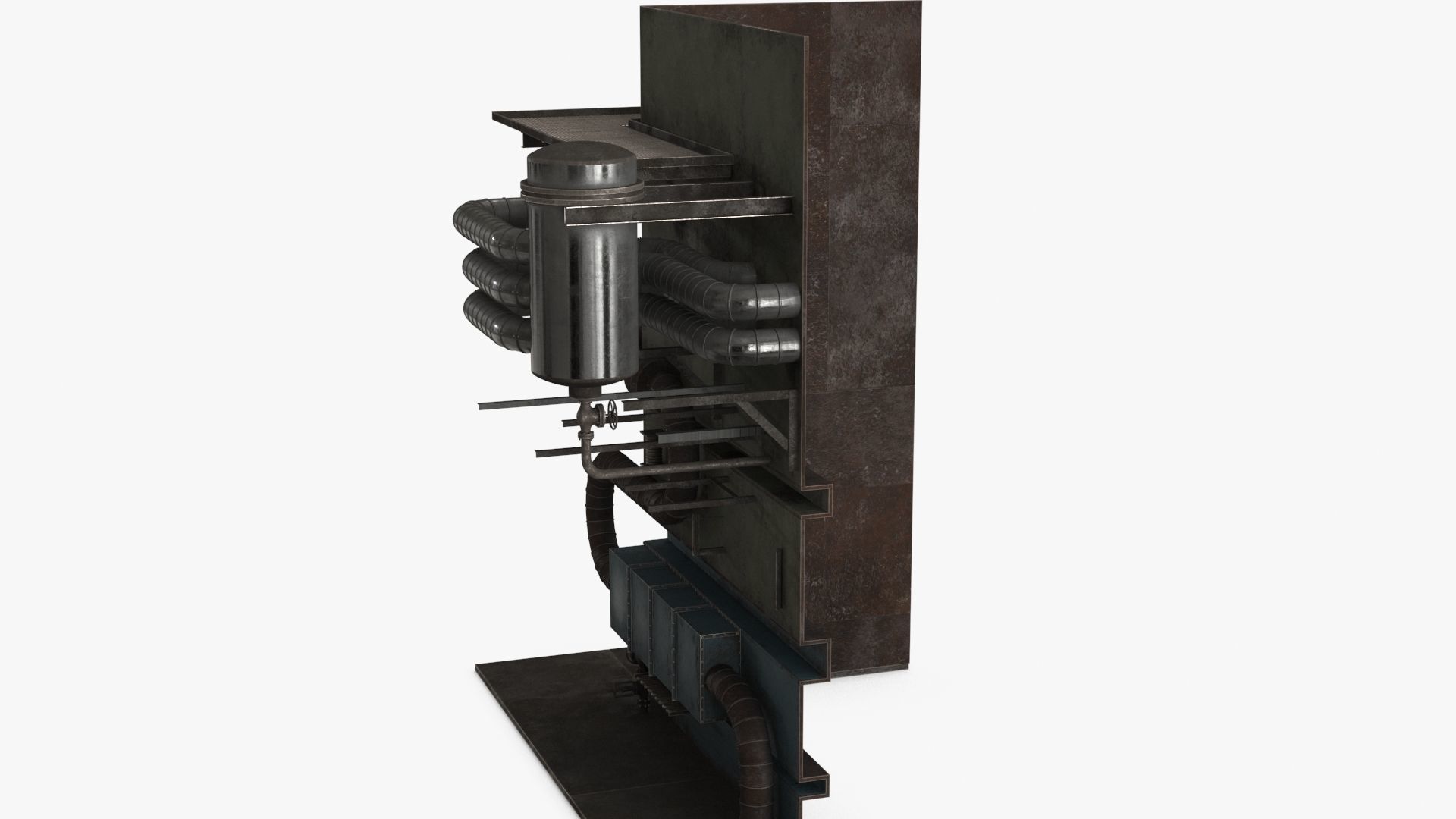 Industrial Pipes v3 Low-poly 3D model_5