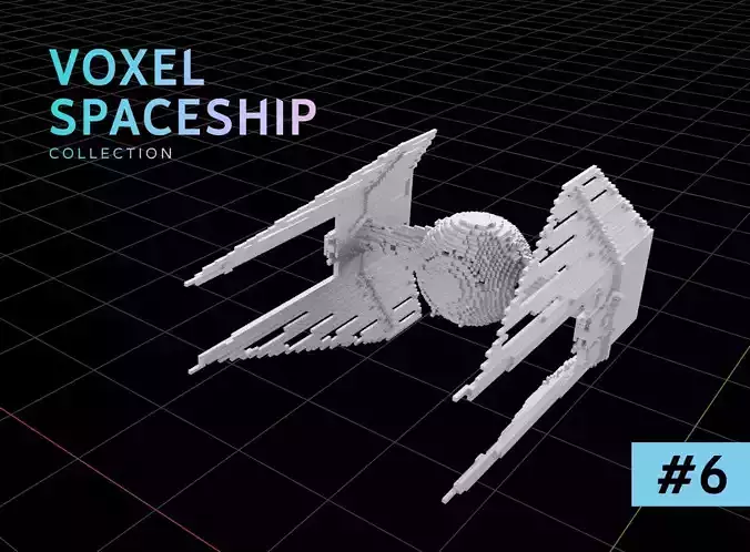 3D model VOXEL SPACESHIP Collection 6