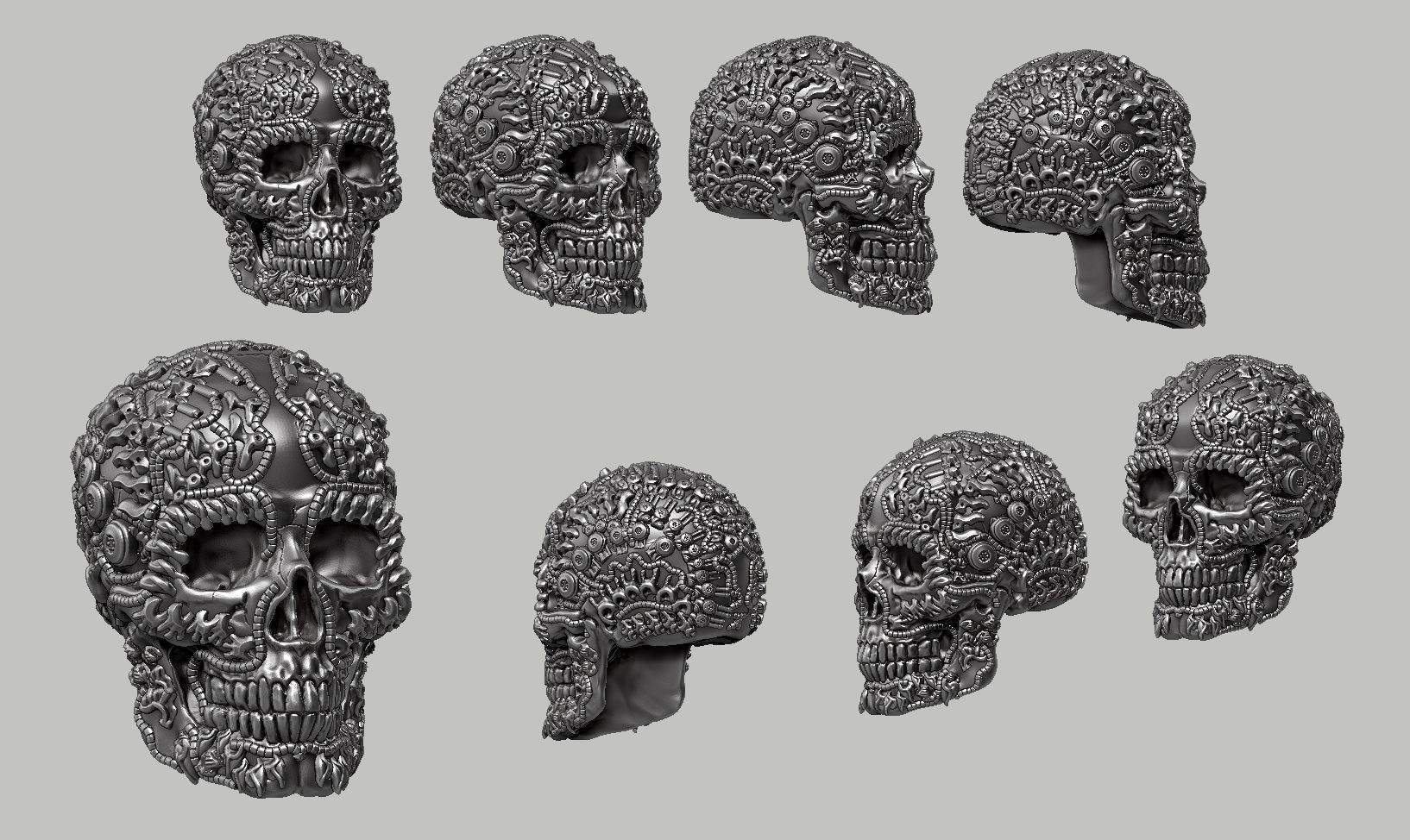 skull robot head a12 3D print model_11