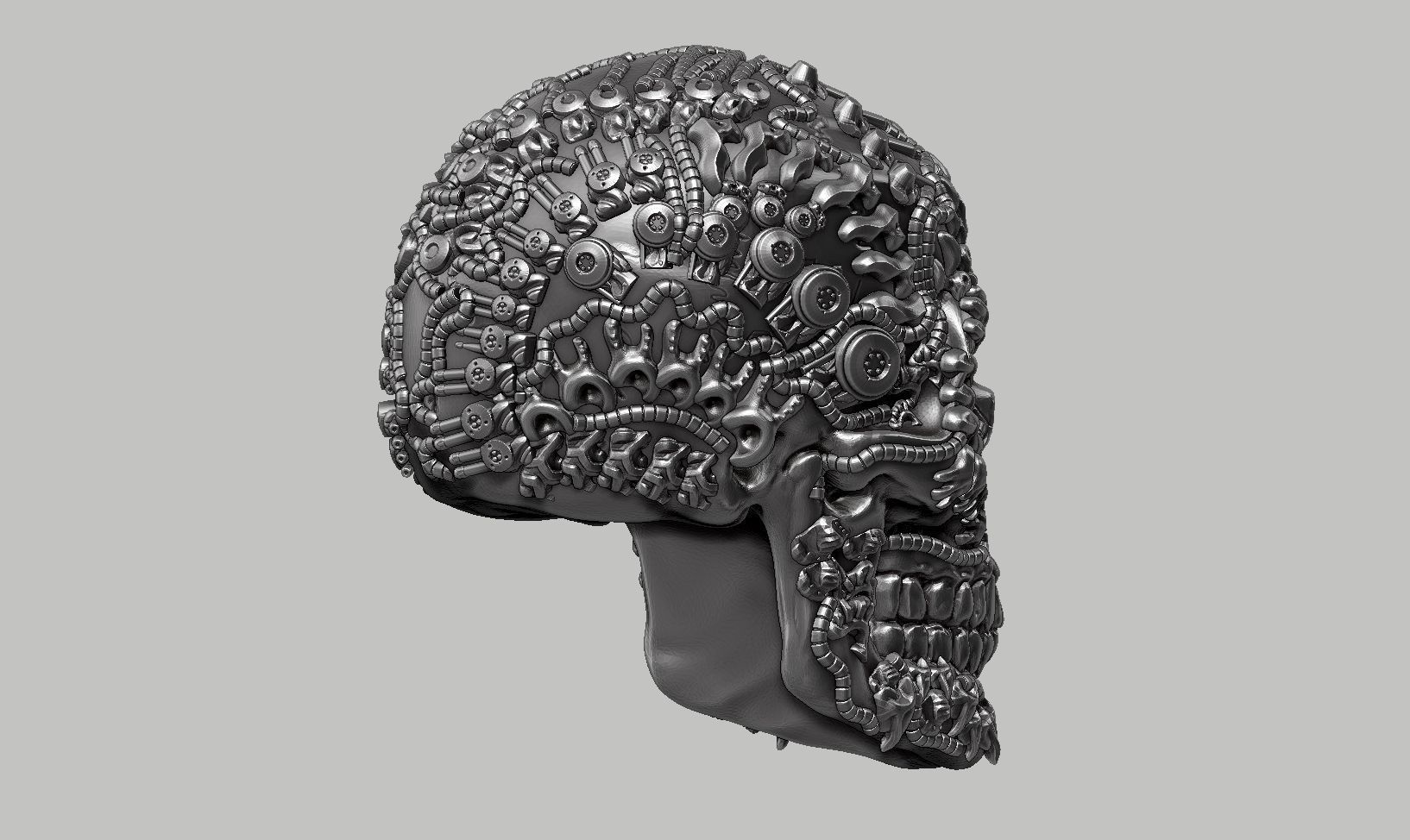 skull robot head a12 3D print model_4
