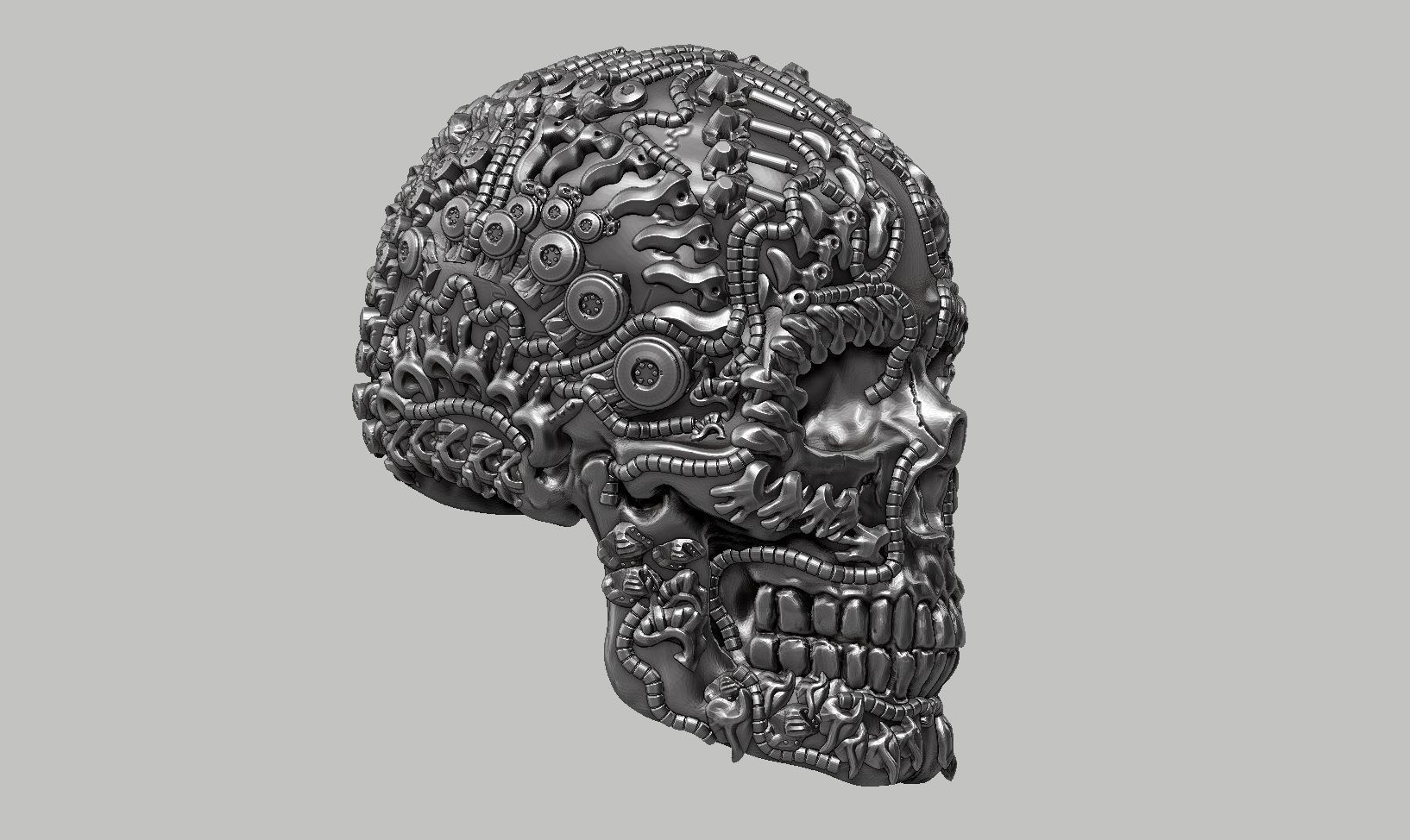 skull robot head a12 3D print model_2
