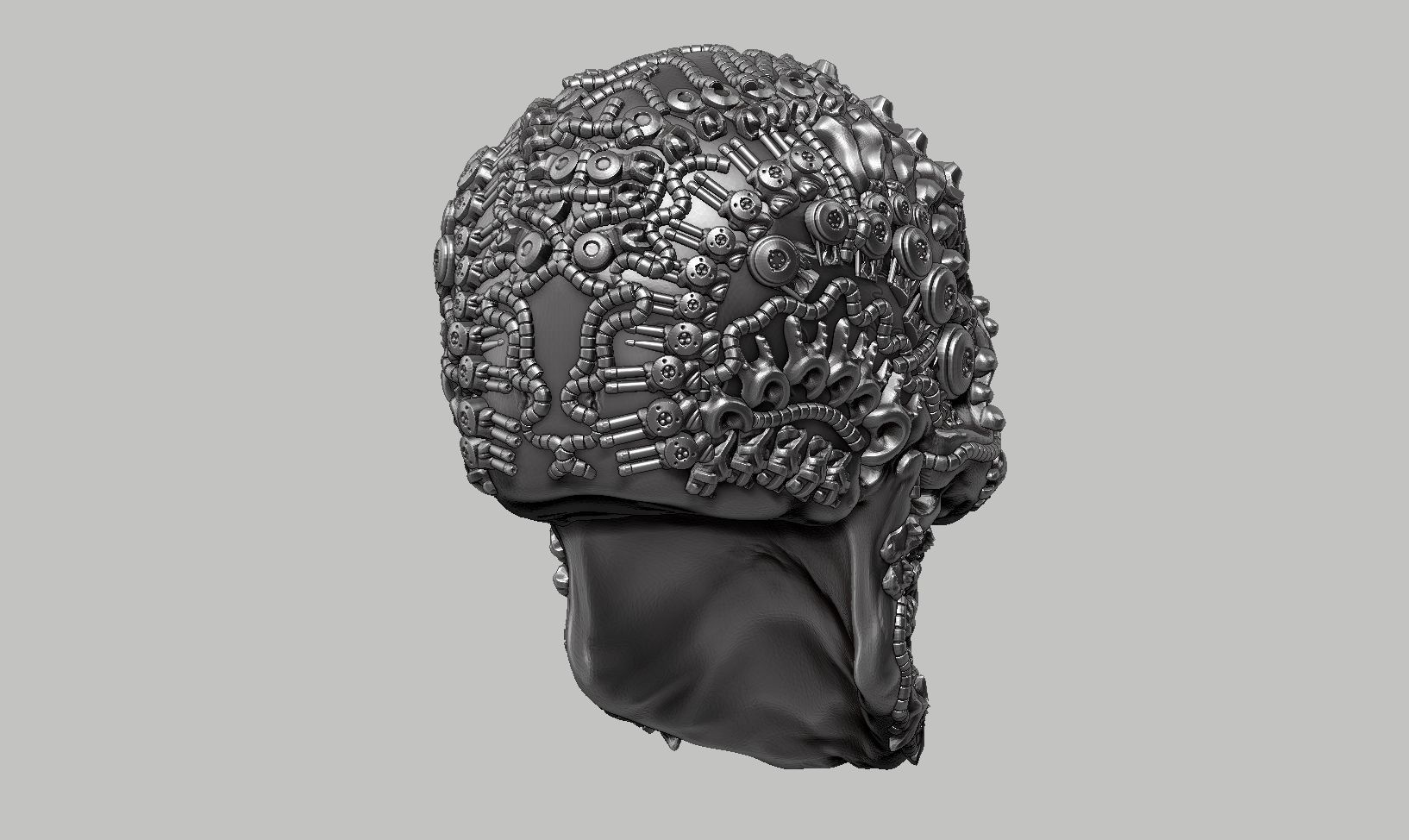 skull robot head a12 3D print model_5