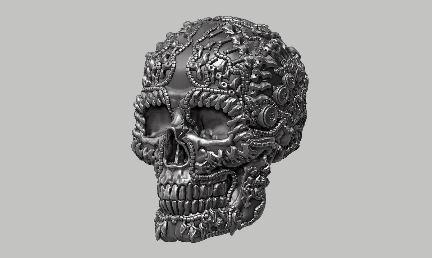skull robot head a12 3D print model_10