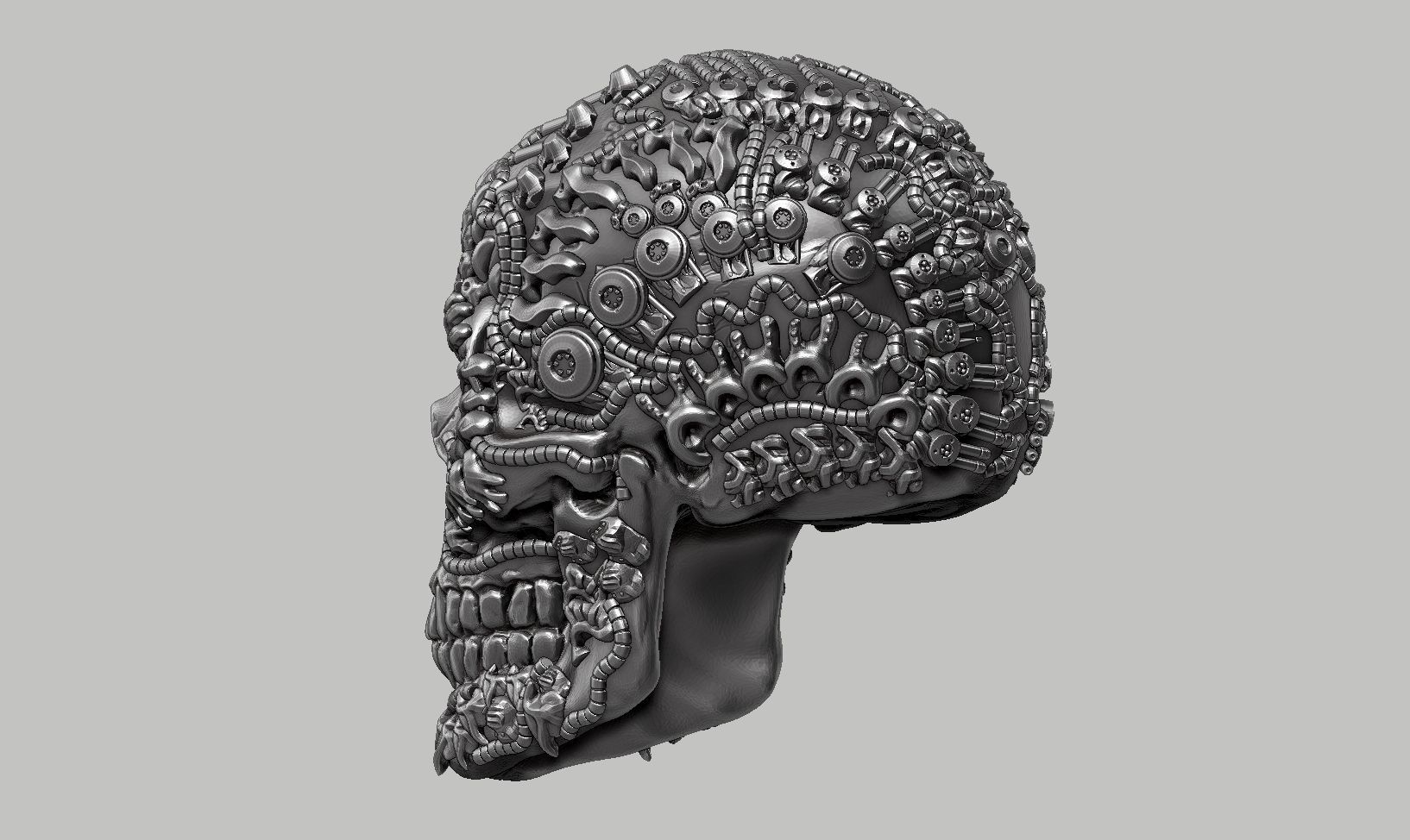 skull robot head a12 3D print model_8
