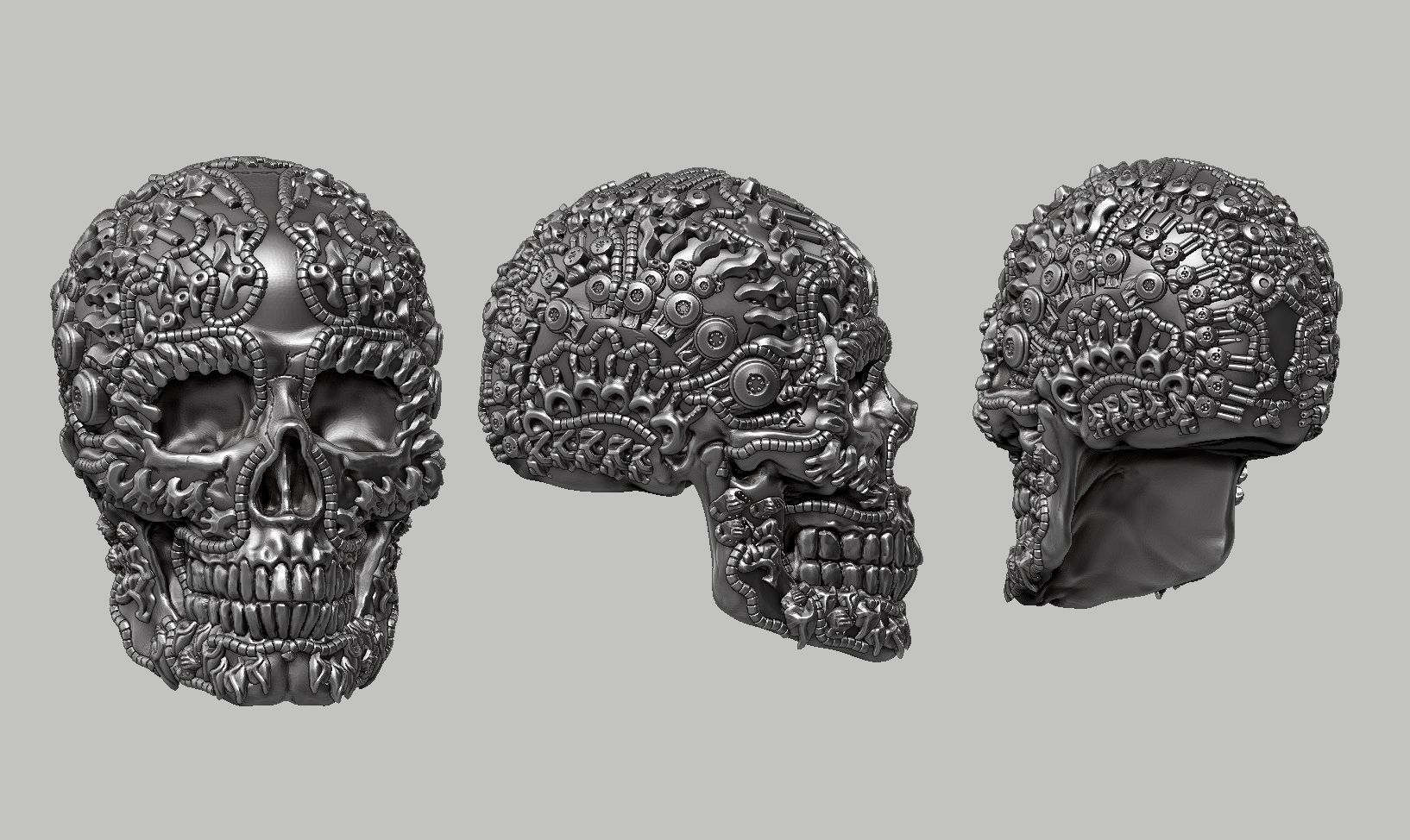 skull robot head a12 3D print model_12