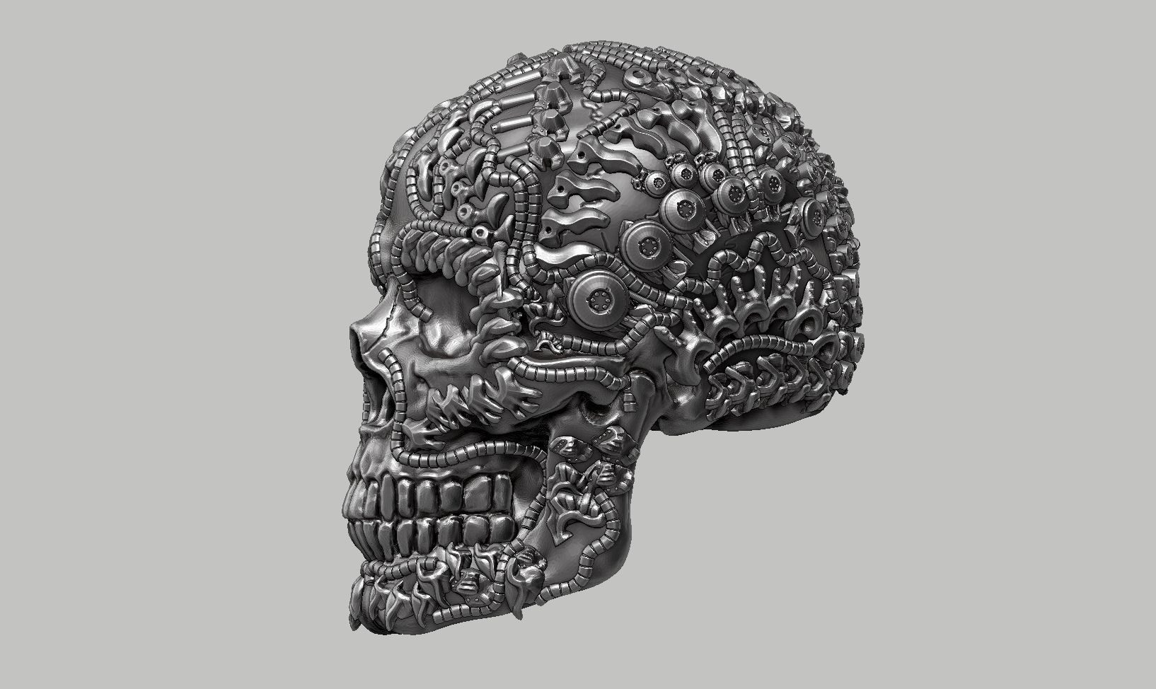 skull robot head a12 3D print model_9
