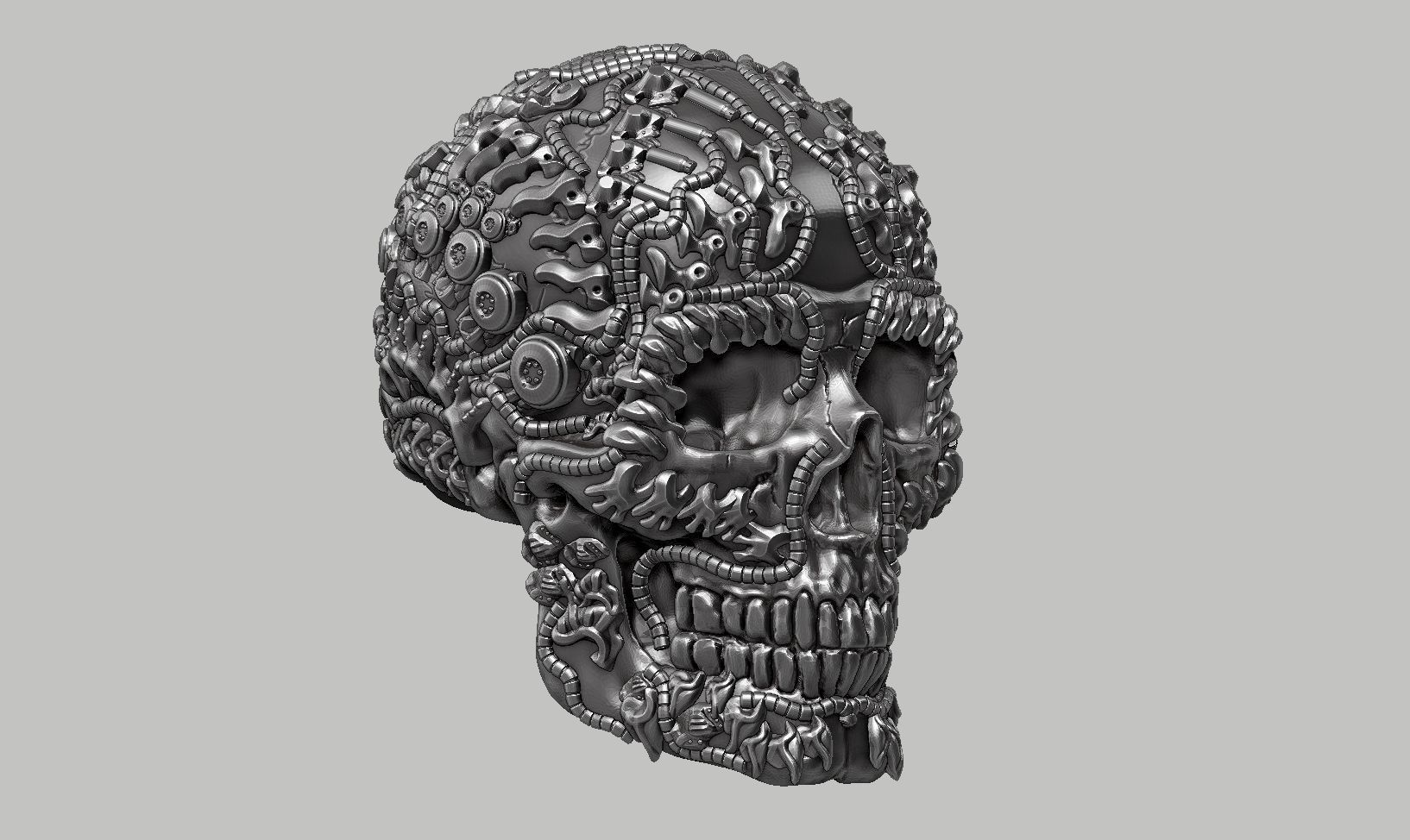 skull robot head a12 3D print model_1
