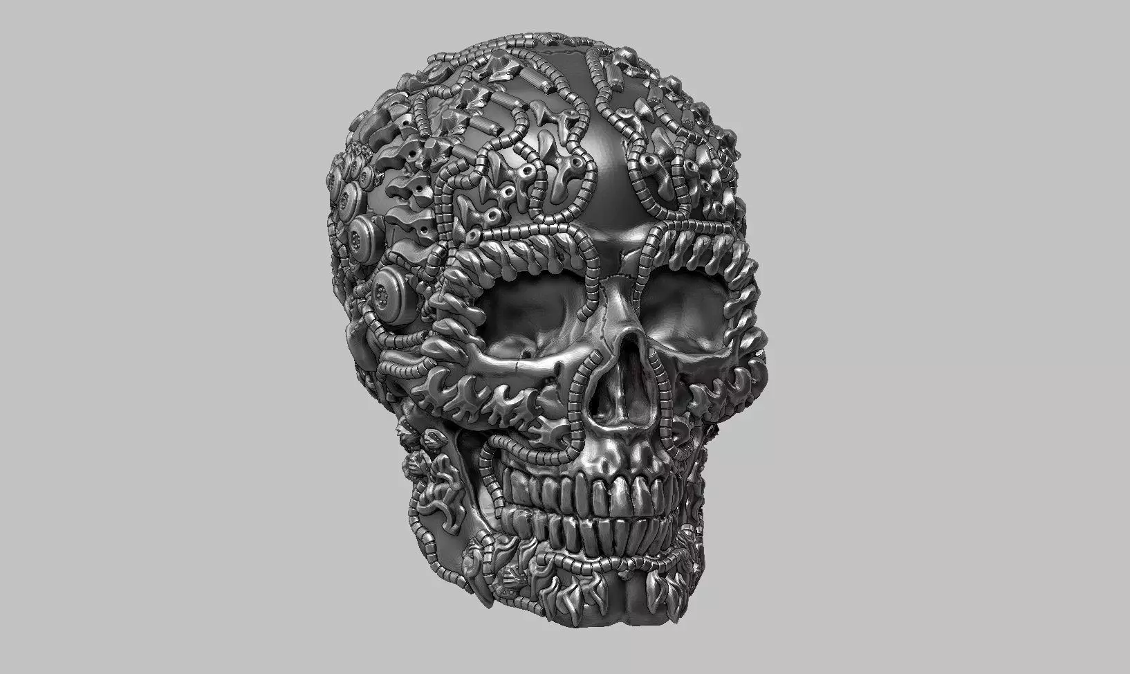 skull robot head a12 3D print model_0