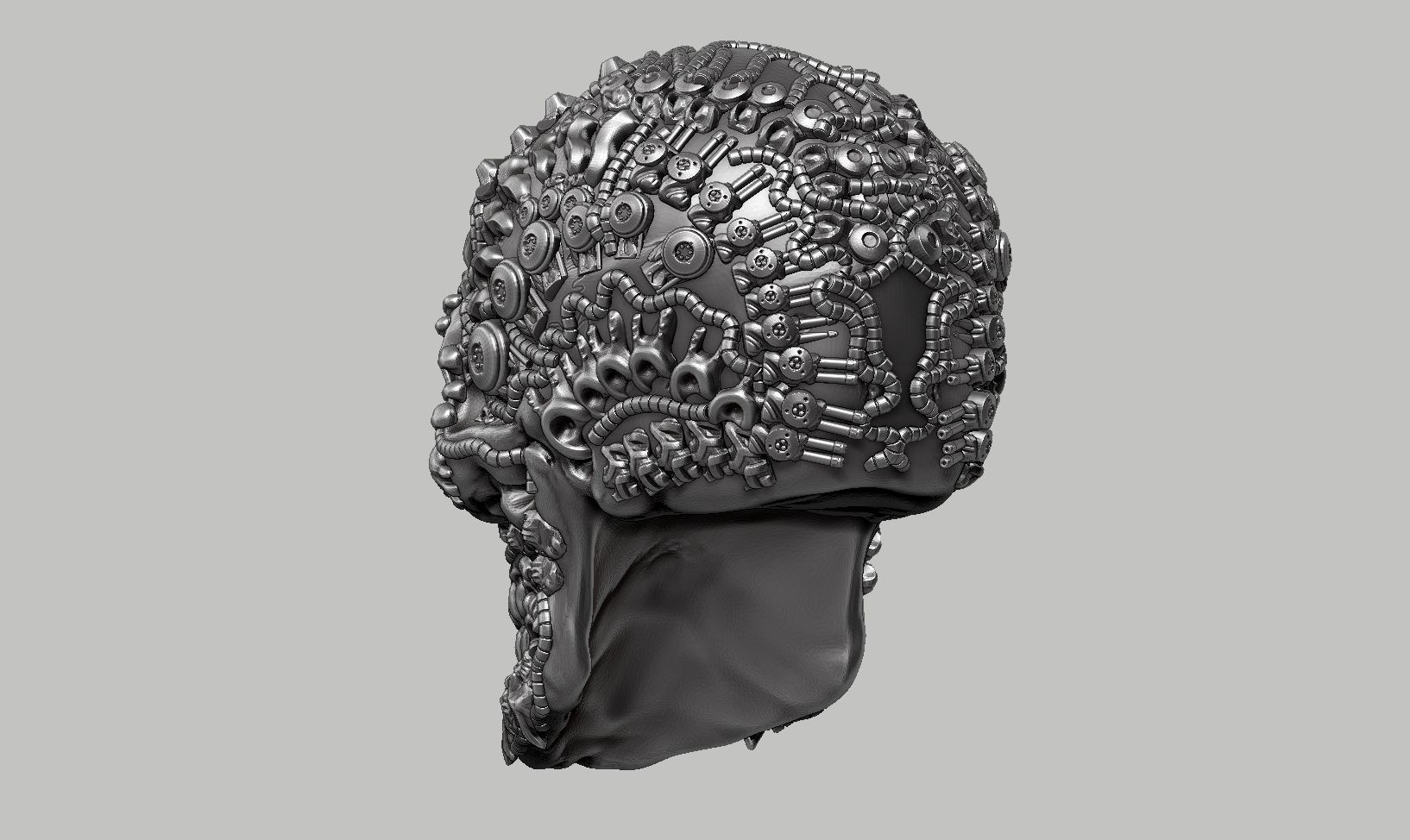 skull robot head a12 3D print model_7