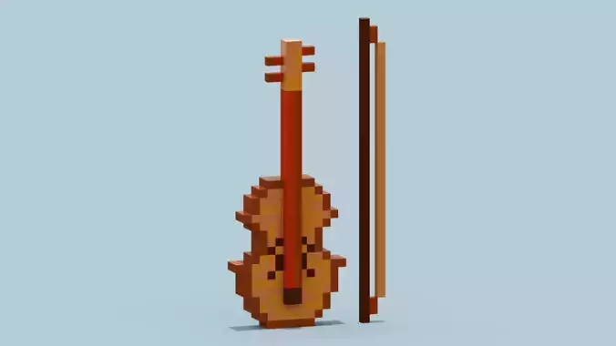 Violin pixel Low-poly 3D model