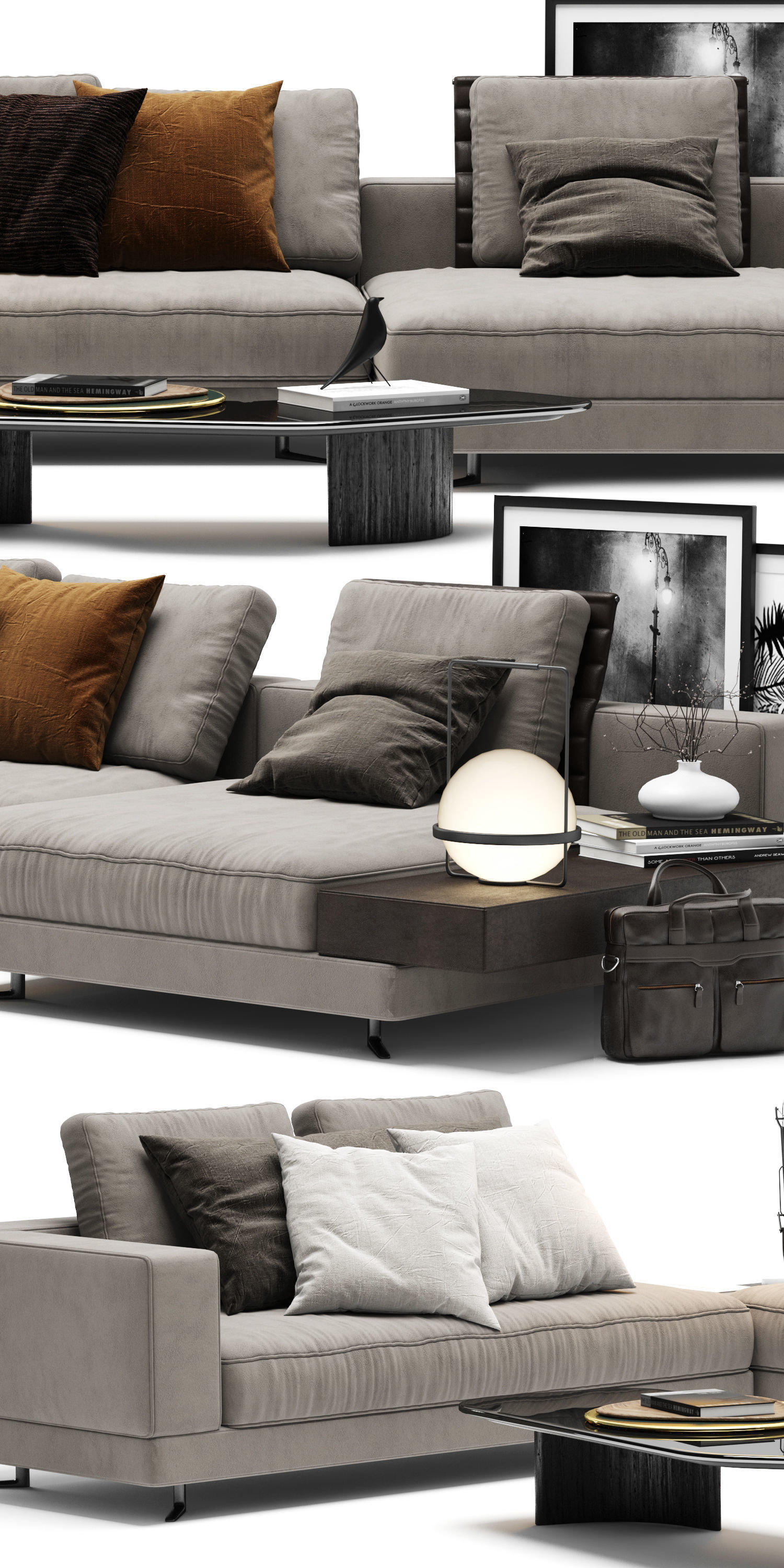 White Sofa 3D model_4