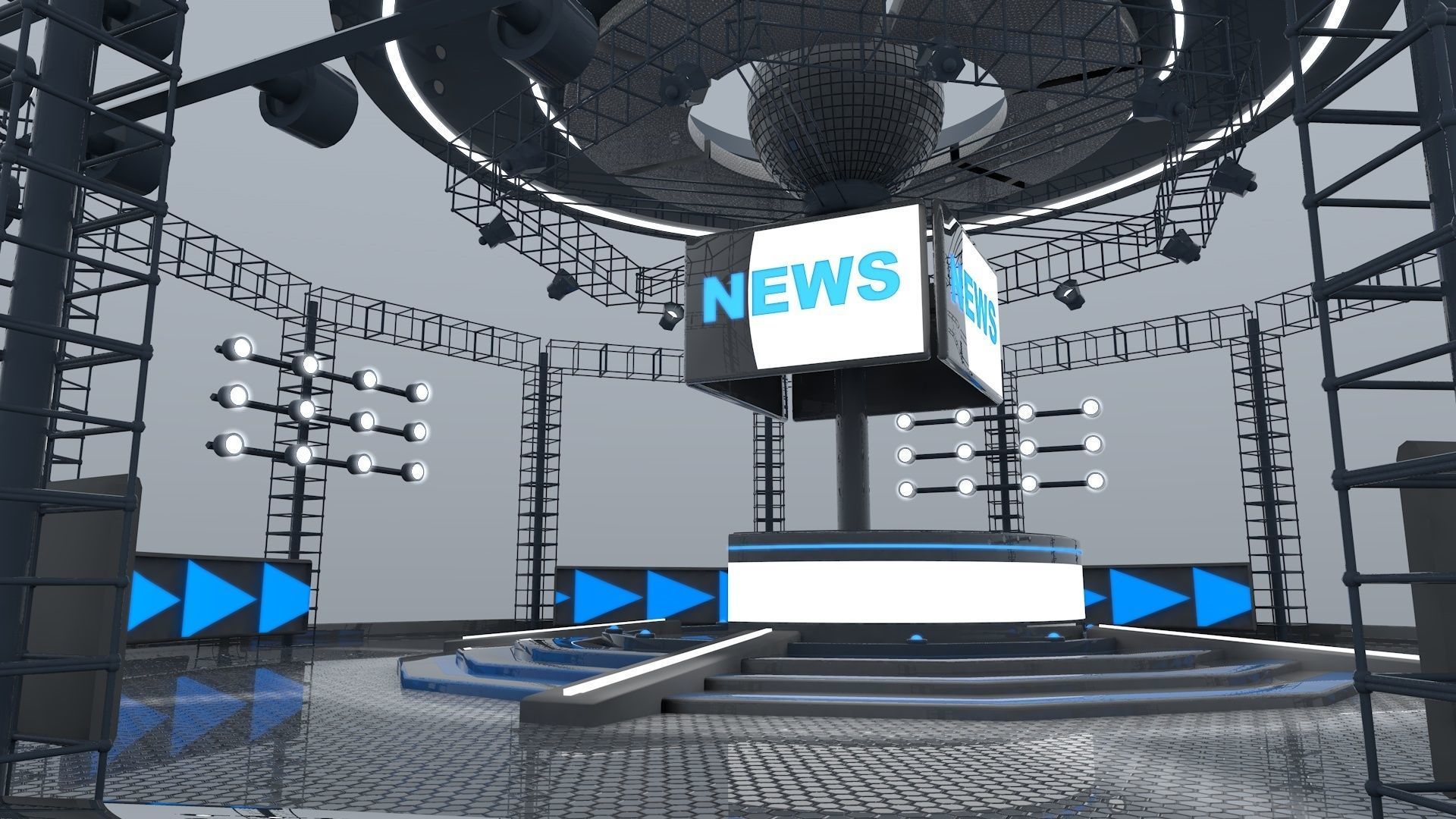 Virtual news studio 3D model_1