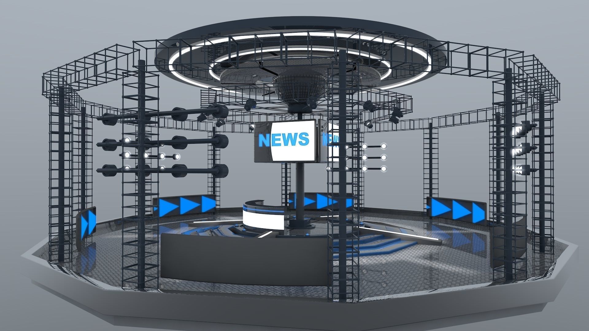 Virtual news studio 3D model_2
