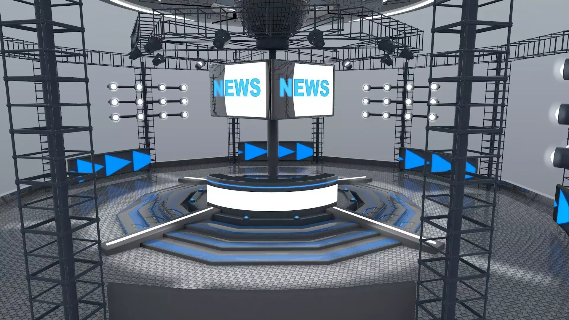 Virtual news studio 3D model_0
