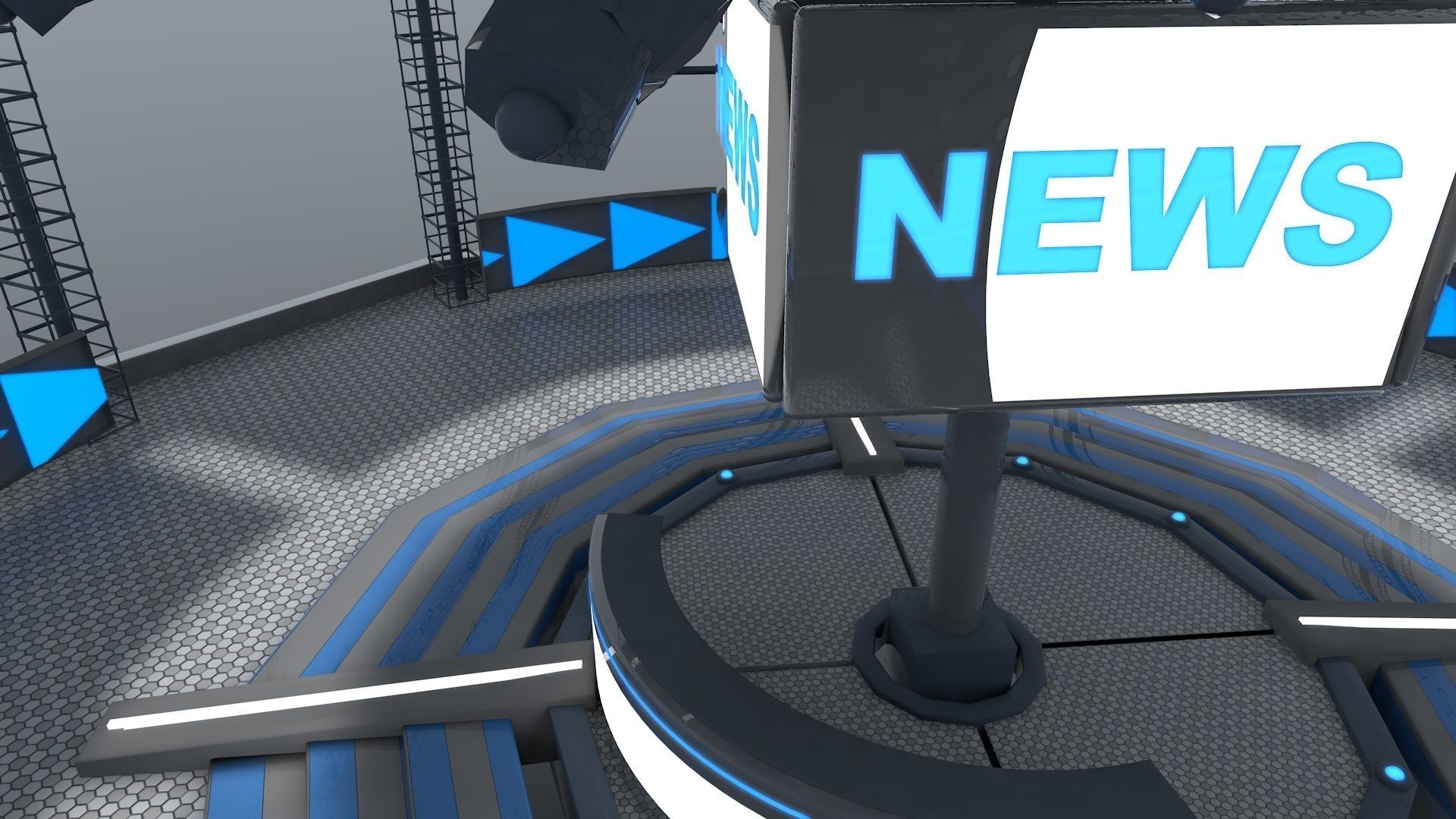 Virtual news studio 3D model_3