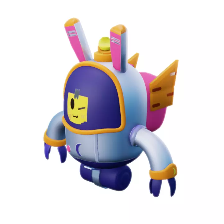 Cute Robots Game Ready Low-poly 3D model_0
