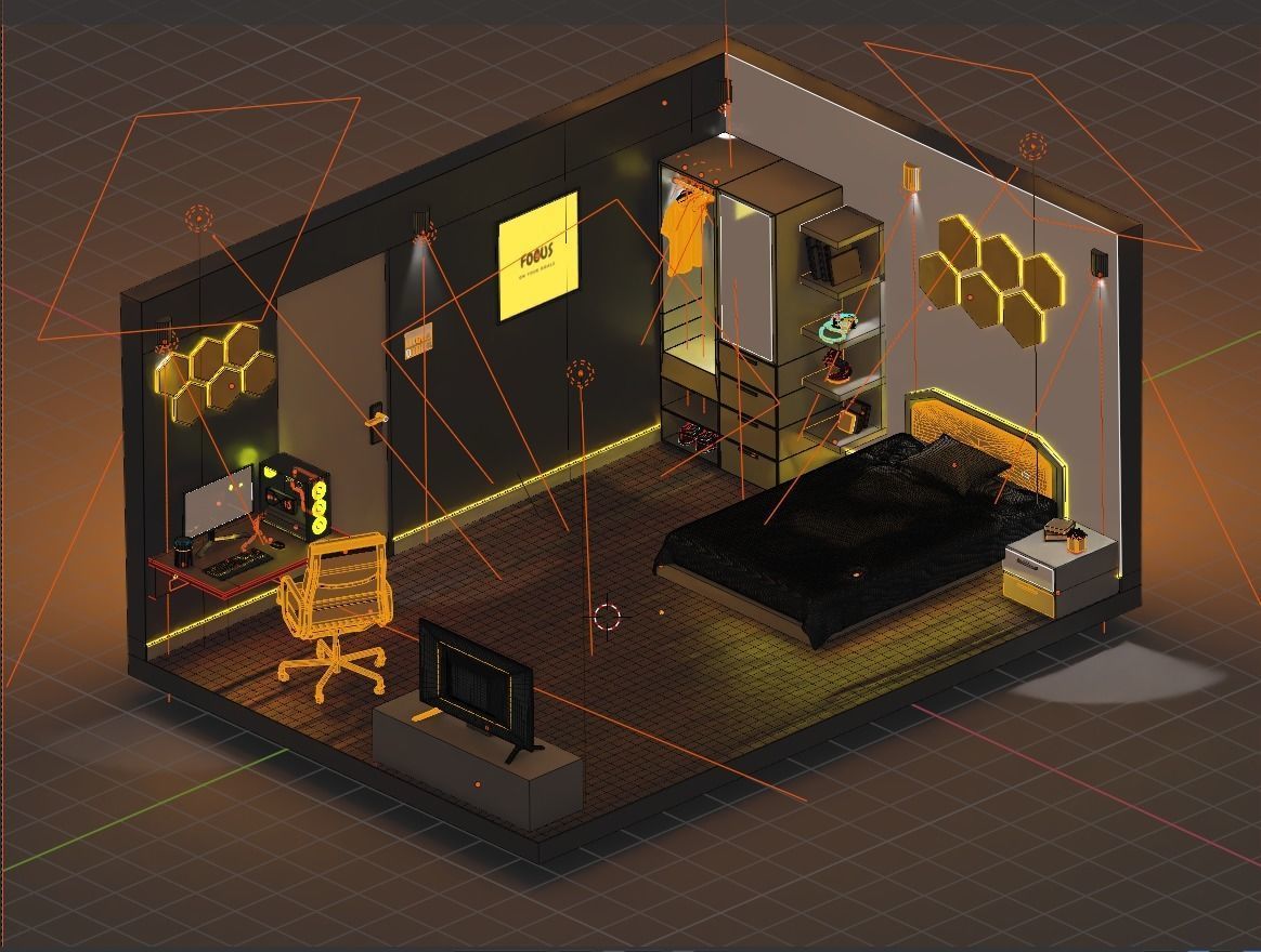 Mordan Low Poly Room Low-poly 3D model_2