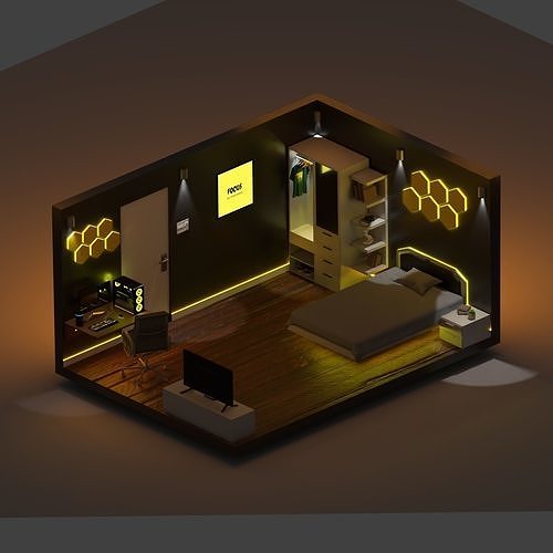Mordan Low Poly Room Low-poly 3D model