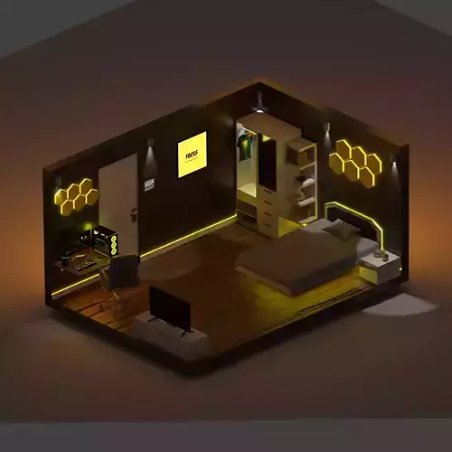Mordan Low Poly Room Low-poly 3D model