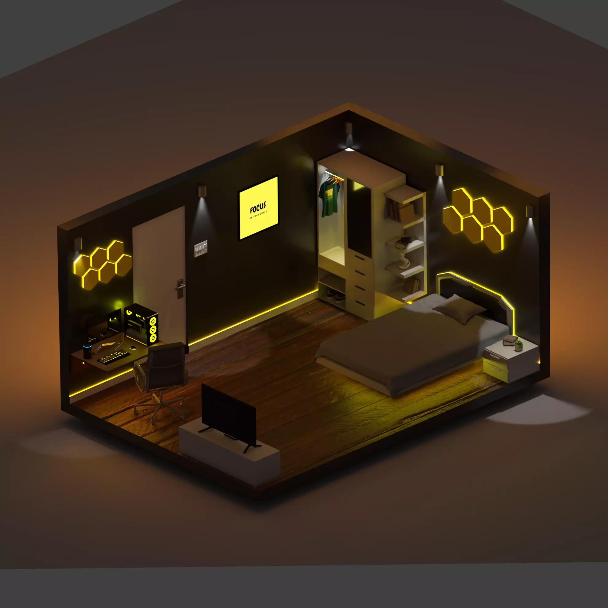 Mordan Low Poly Room Low-poly 3D model_0