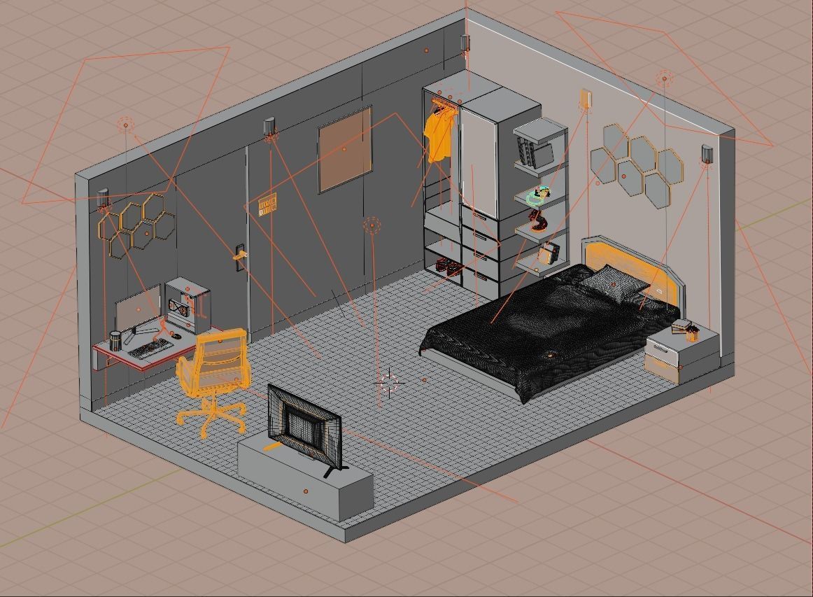 Mordan Low Poly Room Low-poly 3D model_1