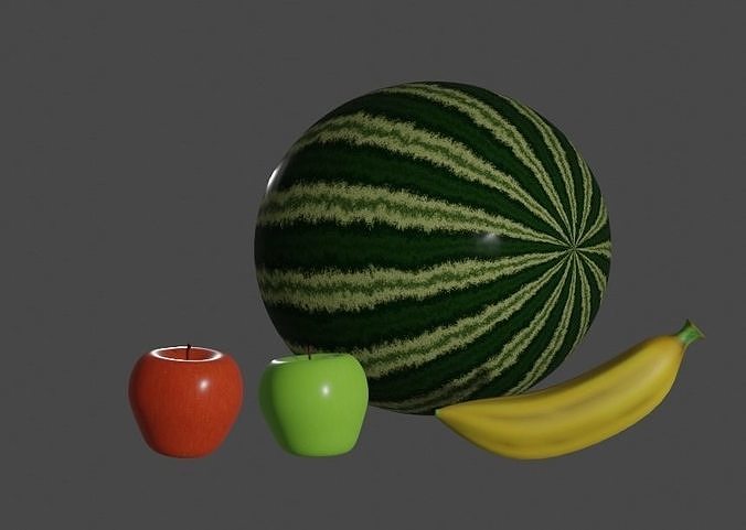 Fruits Low-poly 3D model