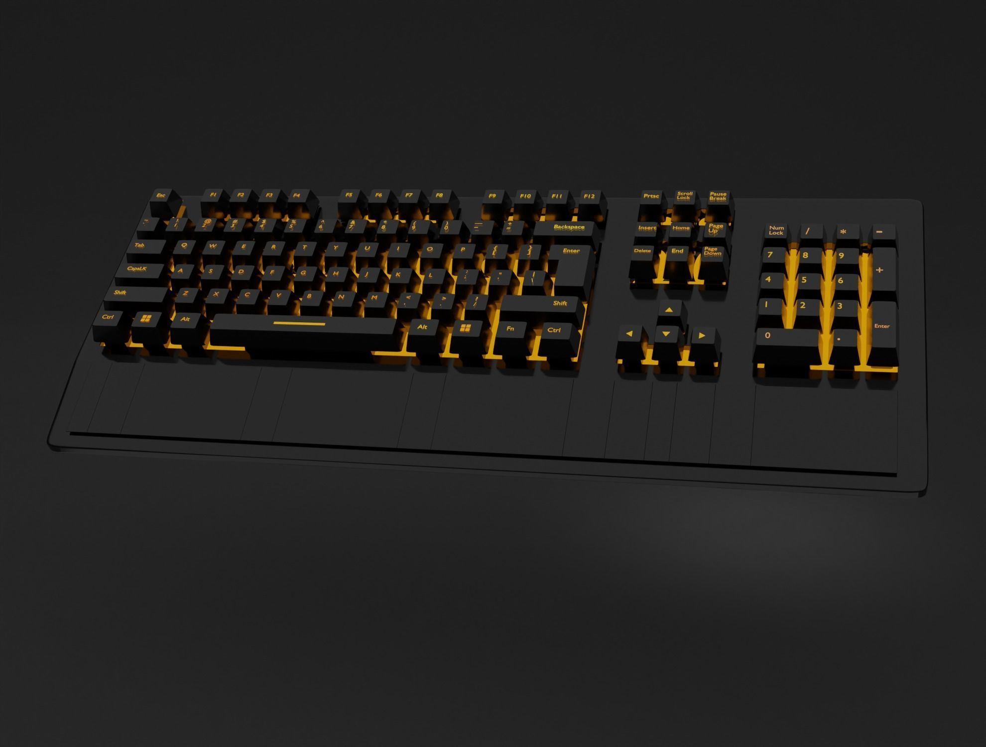 Gaming RGB Keyboard Low-poly 3D model_7