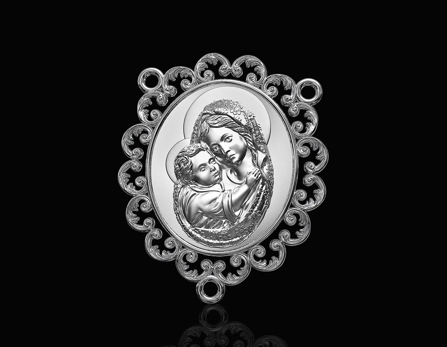 Icon Mary with Jesus for necklace and rosary 3D print model_4