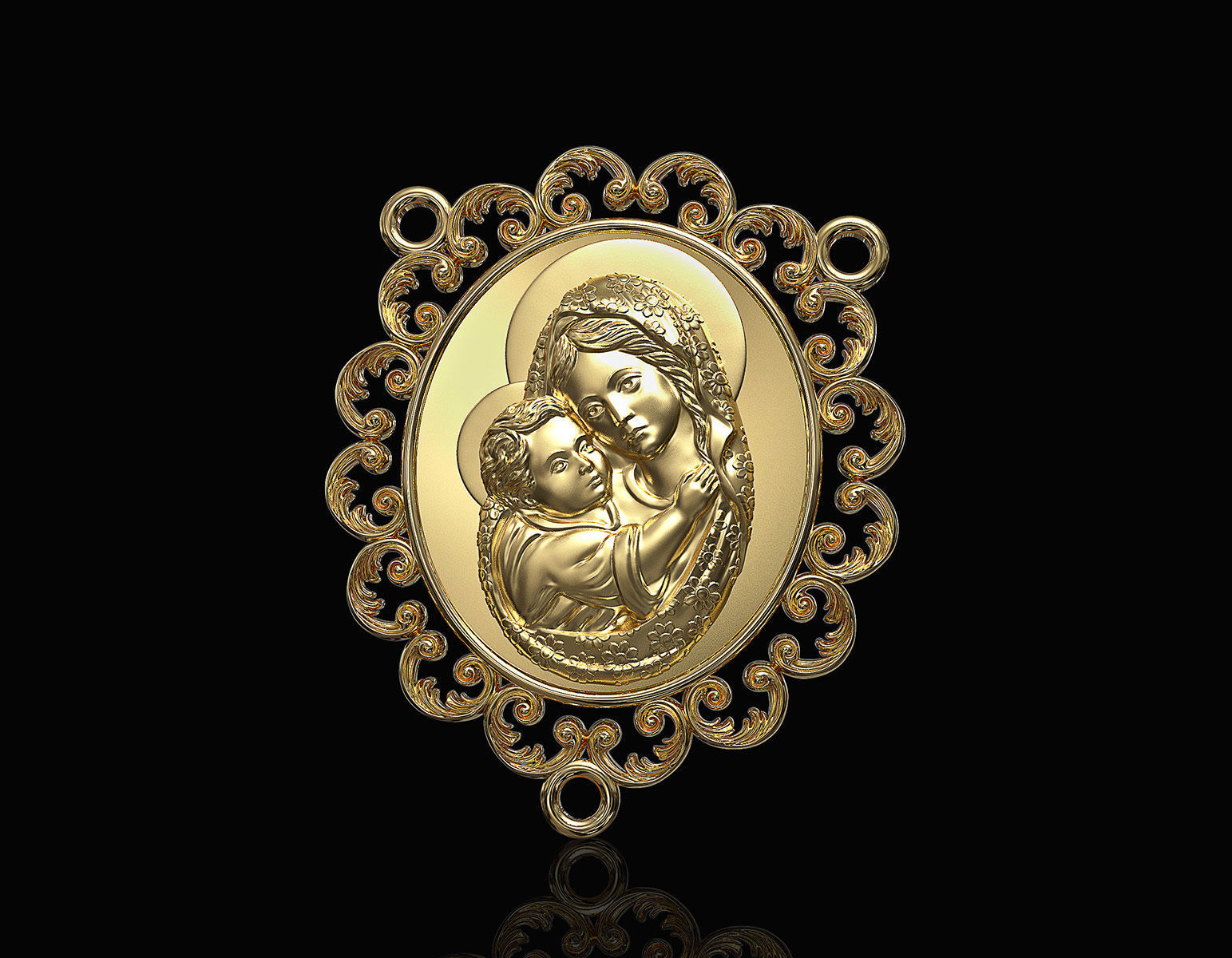 Icon Mary with Jesus for necklace and rosary 3D print model_3