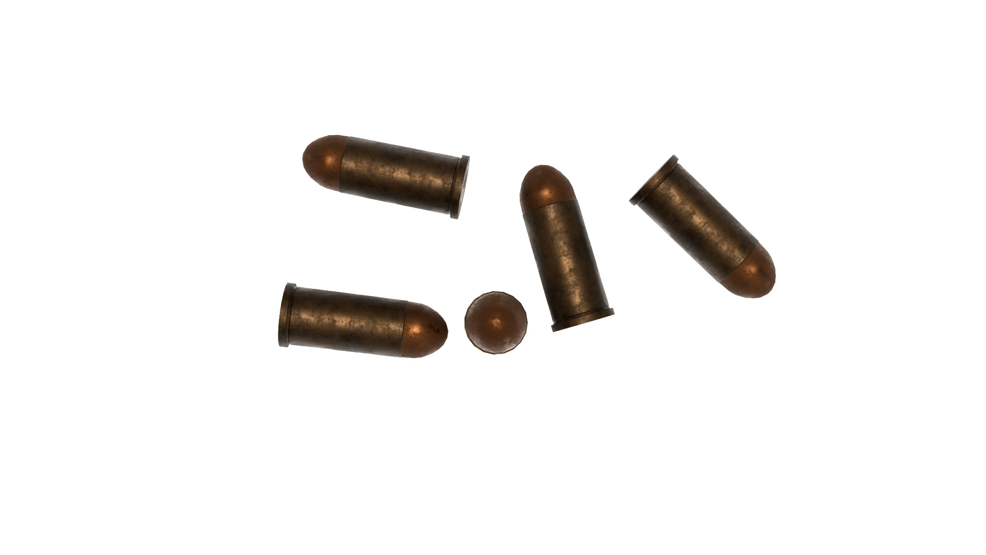 Hand Gun Bullets and shells Low-poly 3D model_1